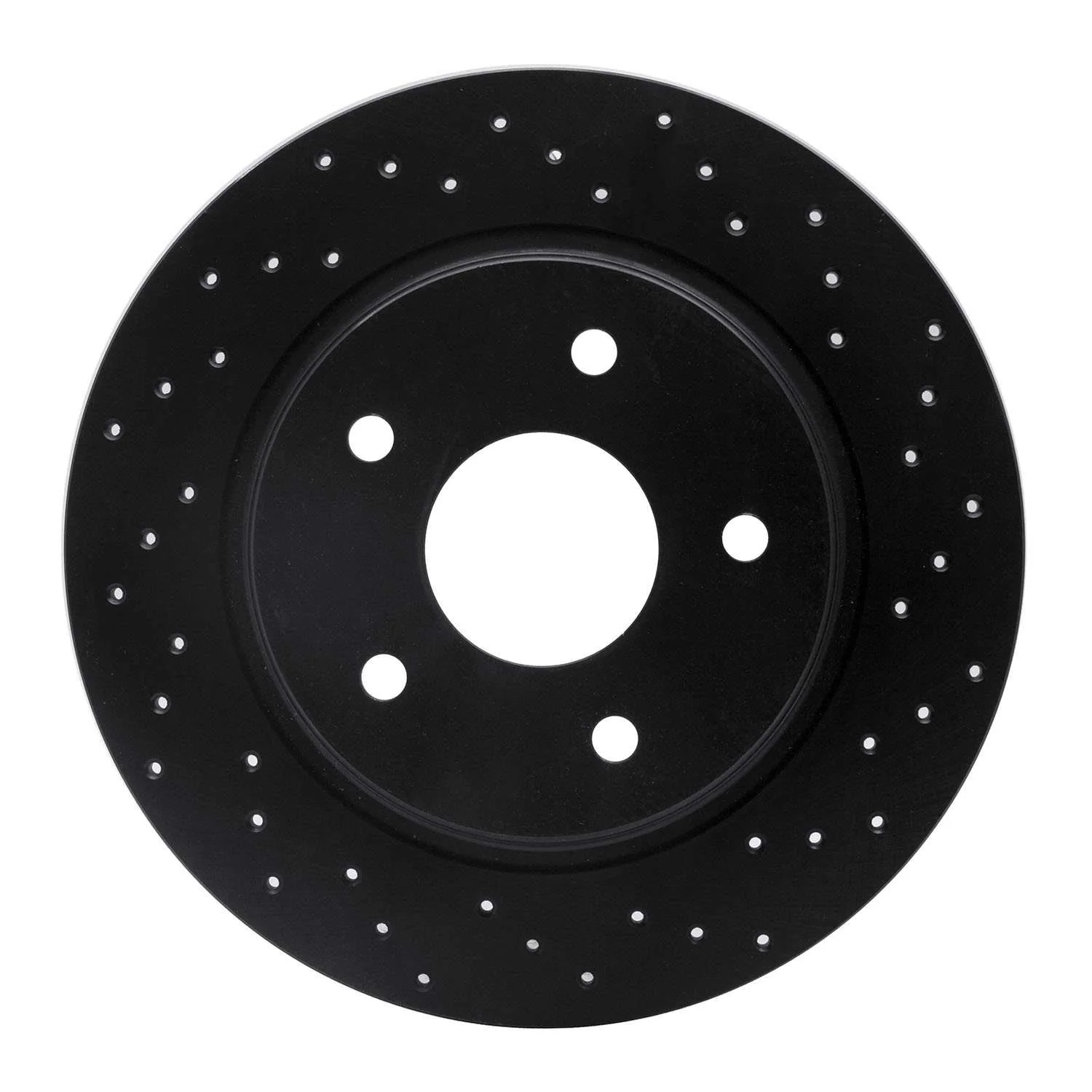 R1 Concepts 08-16 Dodge Grand Caravan Rear Right Drilled Black Brake Rotor