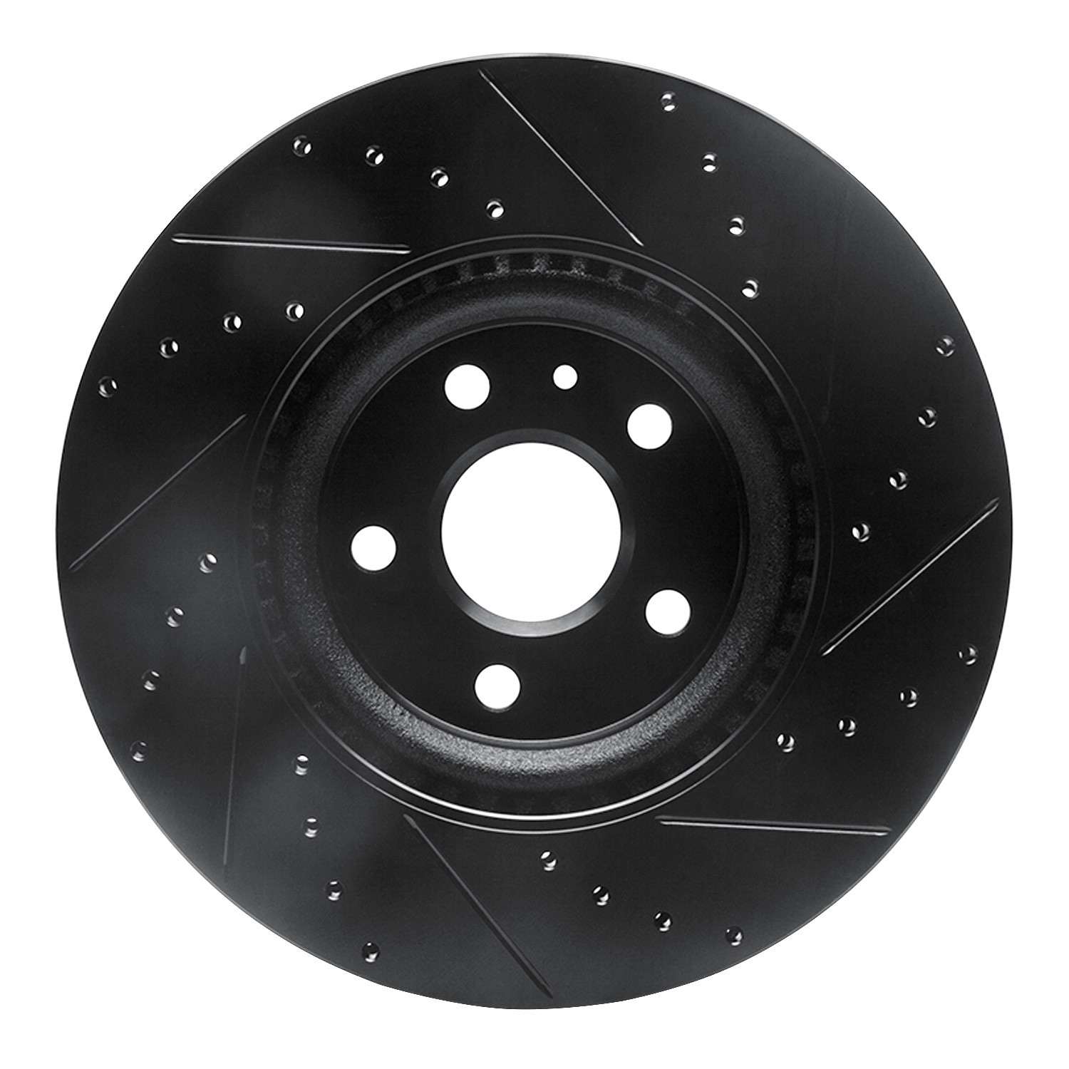 R1 Concepts 08-17 Cadillac CTS Front Left Drilled & Slotted Black Brake Rotor - Image 2