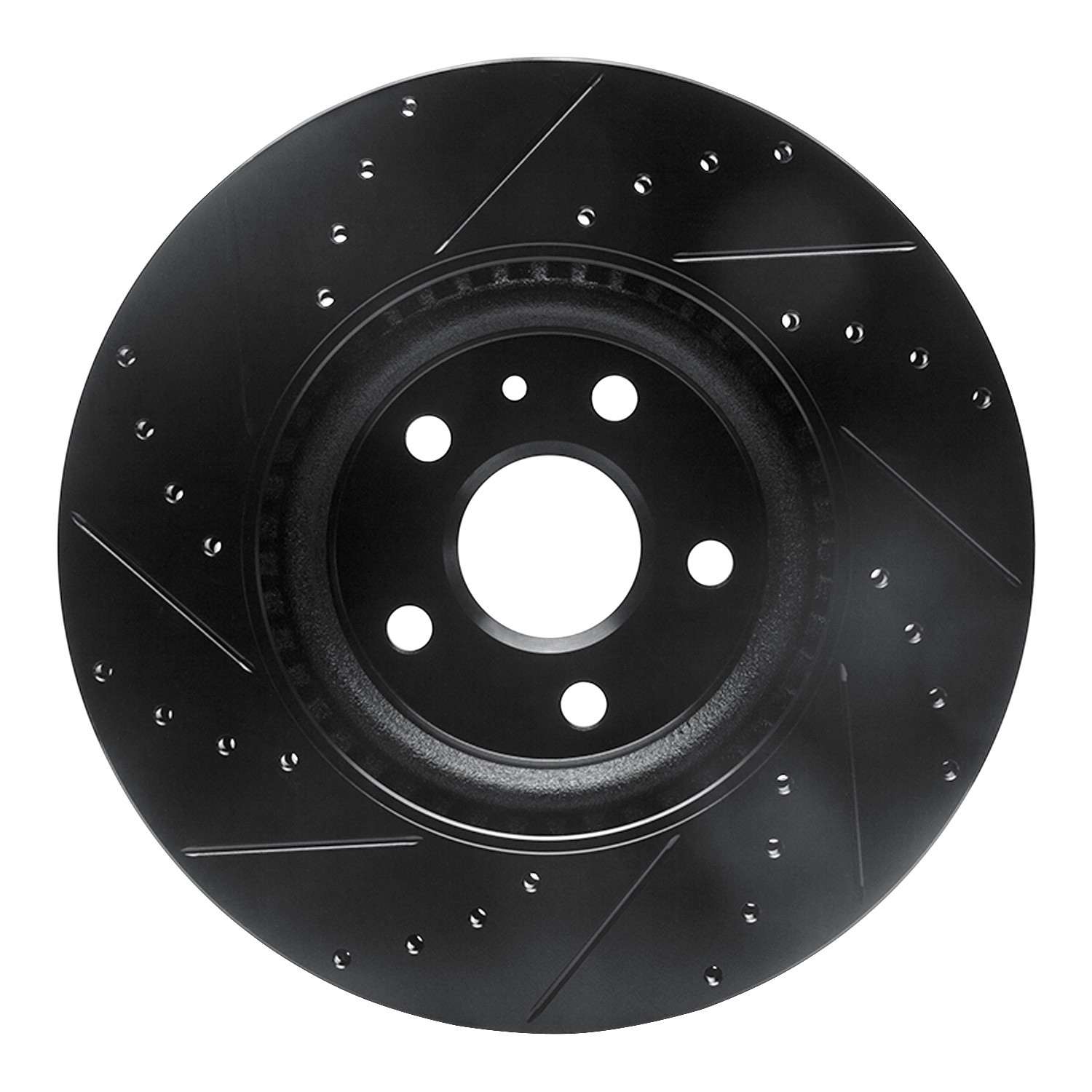 R1 Concepts 08-17 Cadillac CTS Front Right Drilled & Slotted Black Brake Rotor - Image 2