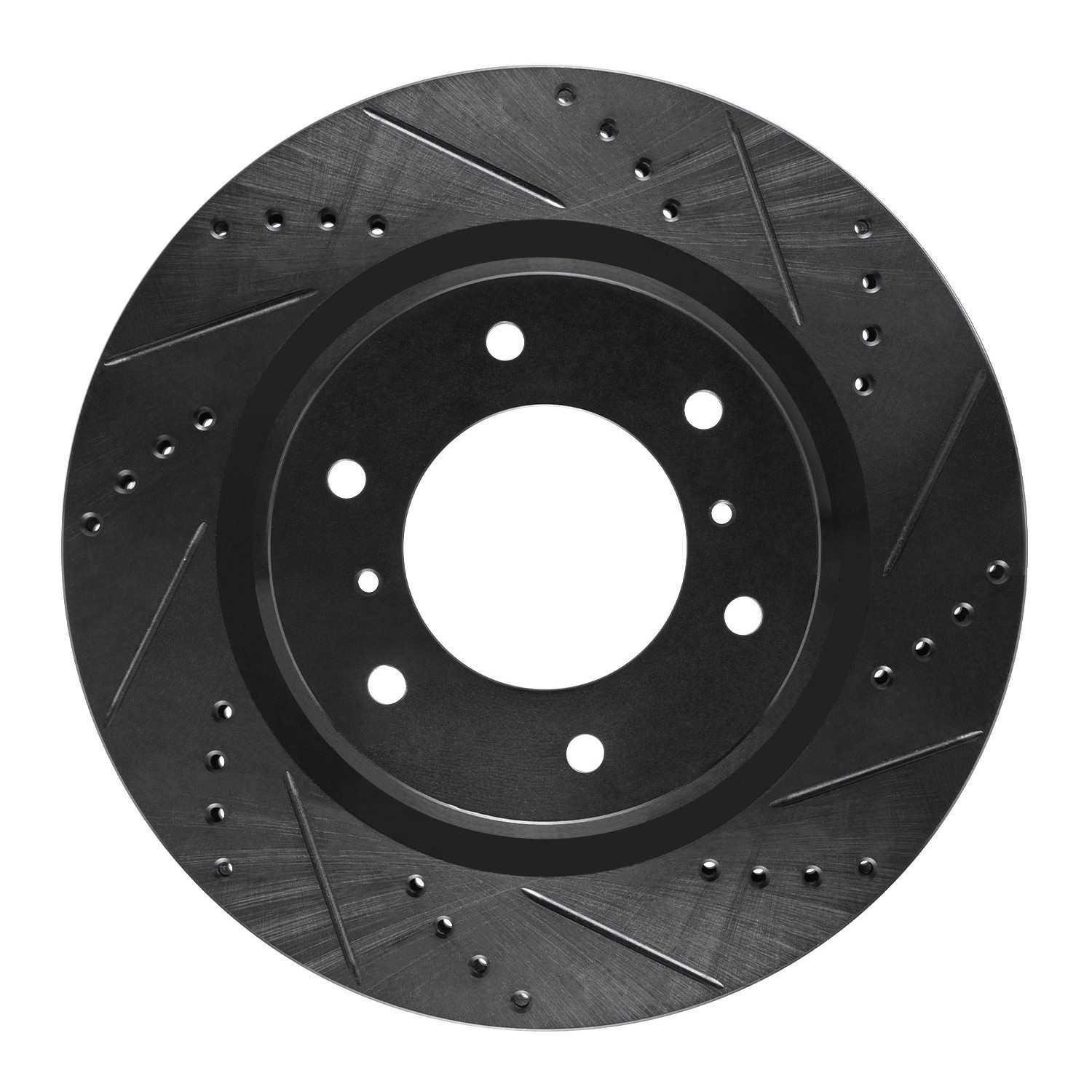 R1 Concepts 08-17 Mitsubishi Montero Limited (Mexico) Front Right Drilled & Slotted Black Brake Rotor
