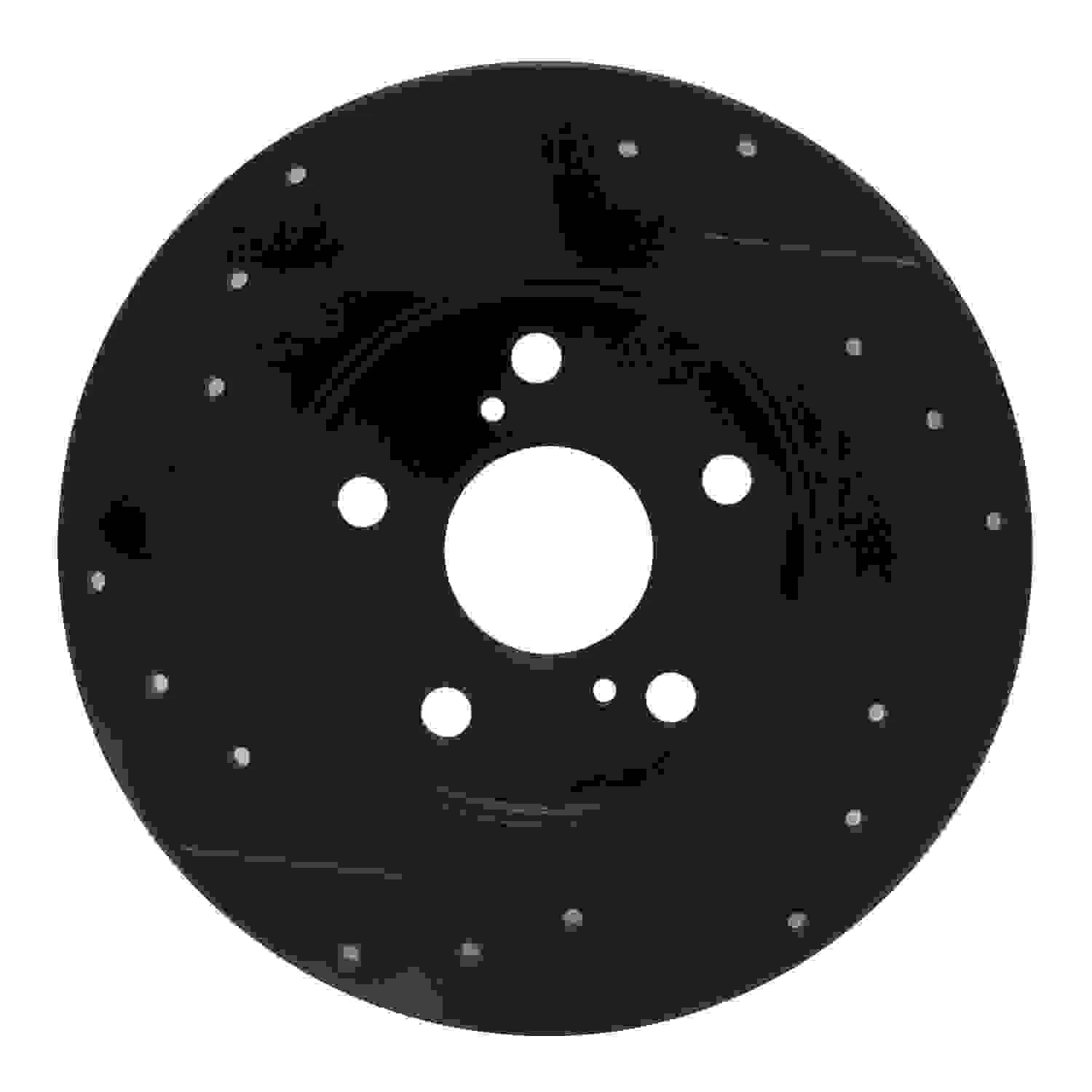 R1 Concepts 08-18 Pontiac Vibe Rear Right Drilled & Slotted Black Brake Rotor - Image 2