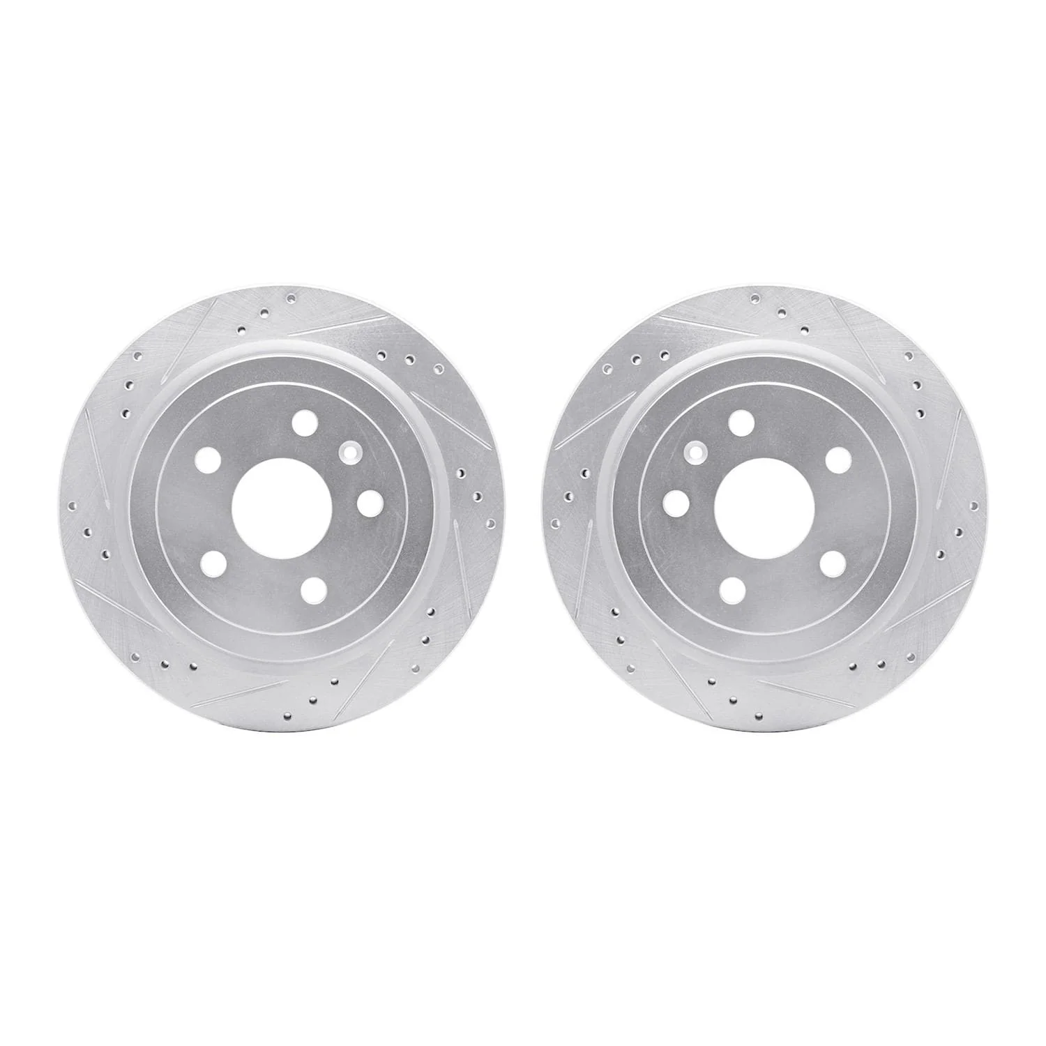R1 Concepts 08-19 Cadillac CTS Rear Drilled & Slotted Silver Brake Rotor Set