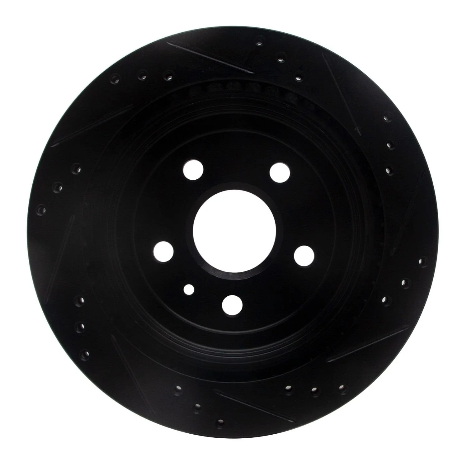 R1 Concepts 08-19 Cadillac CTS Rear Left Drilled & Slotted Black Brake Rotor - Image 2