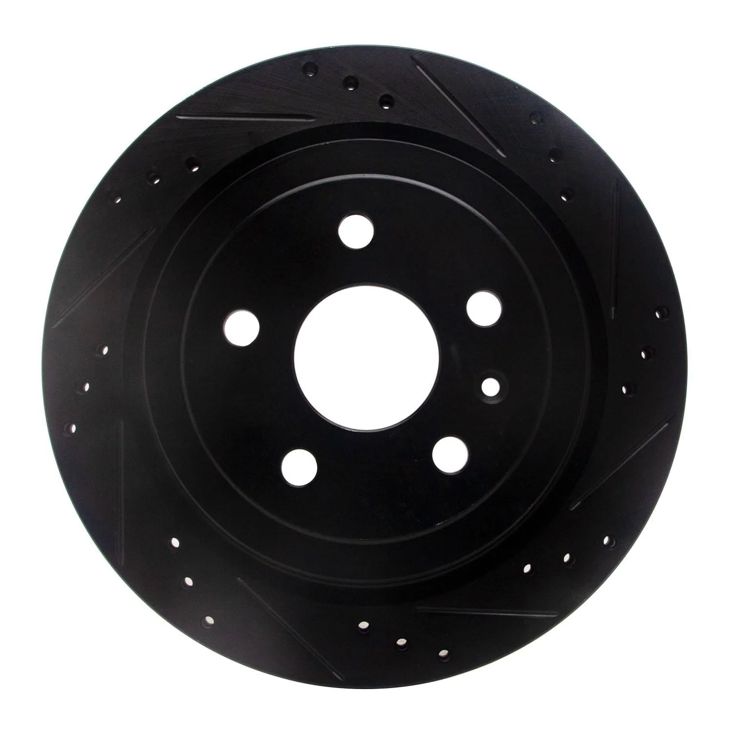 R1 Concepts 08-19 Cadillac CTS Rear Right Drilled & Slotted Black Brake Rotor