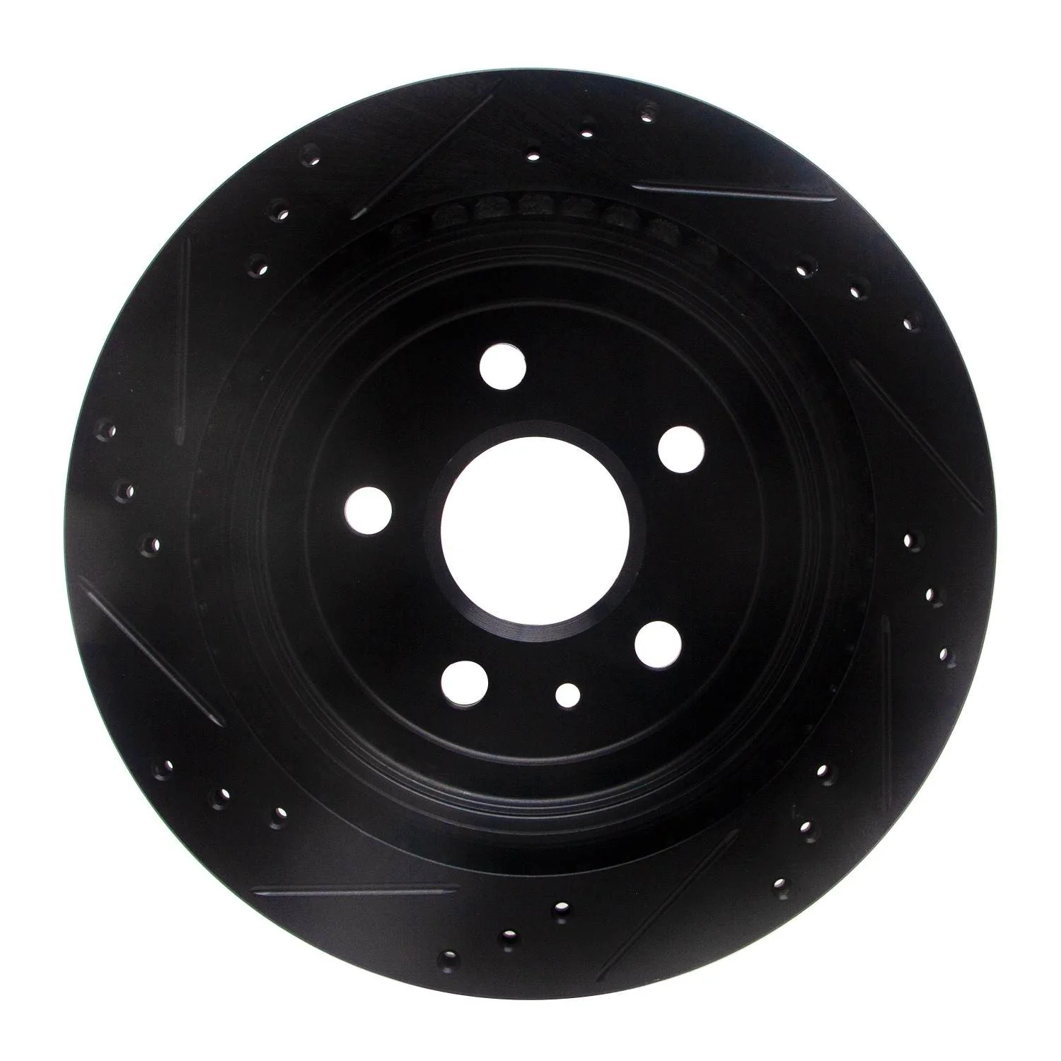 R1 Concepts 08-19 Cadillac CTS Rear Right Drilled & Slotted Black Brake Rotor - Image 2
