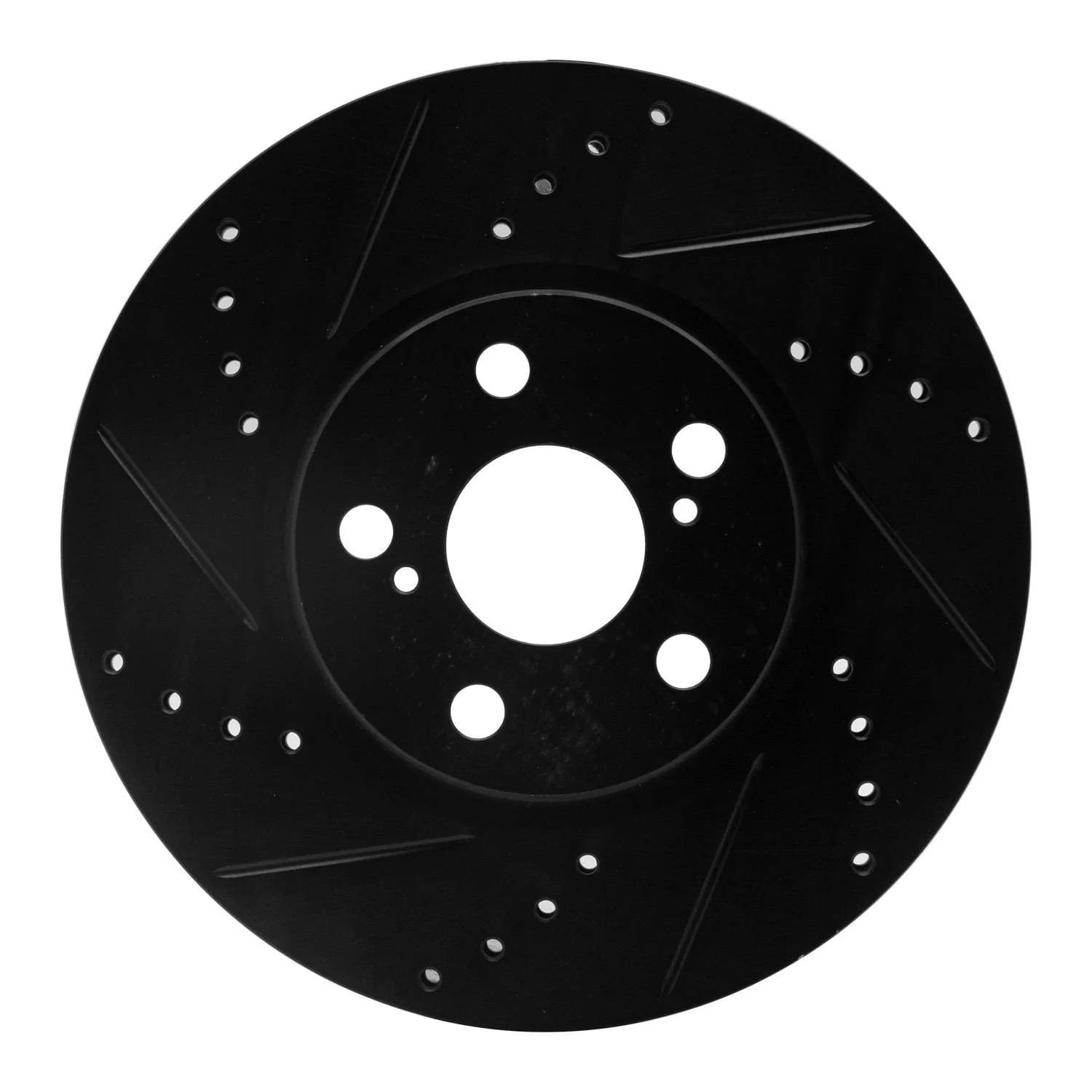 R1 Concepts 08-19 Pontiac Vibe Front Left Drilled & Slotted Black Brake Rotor