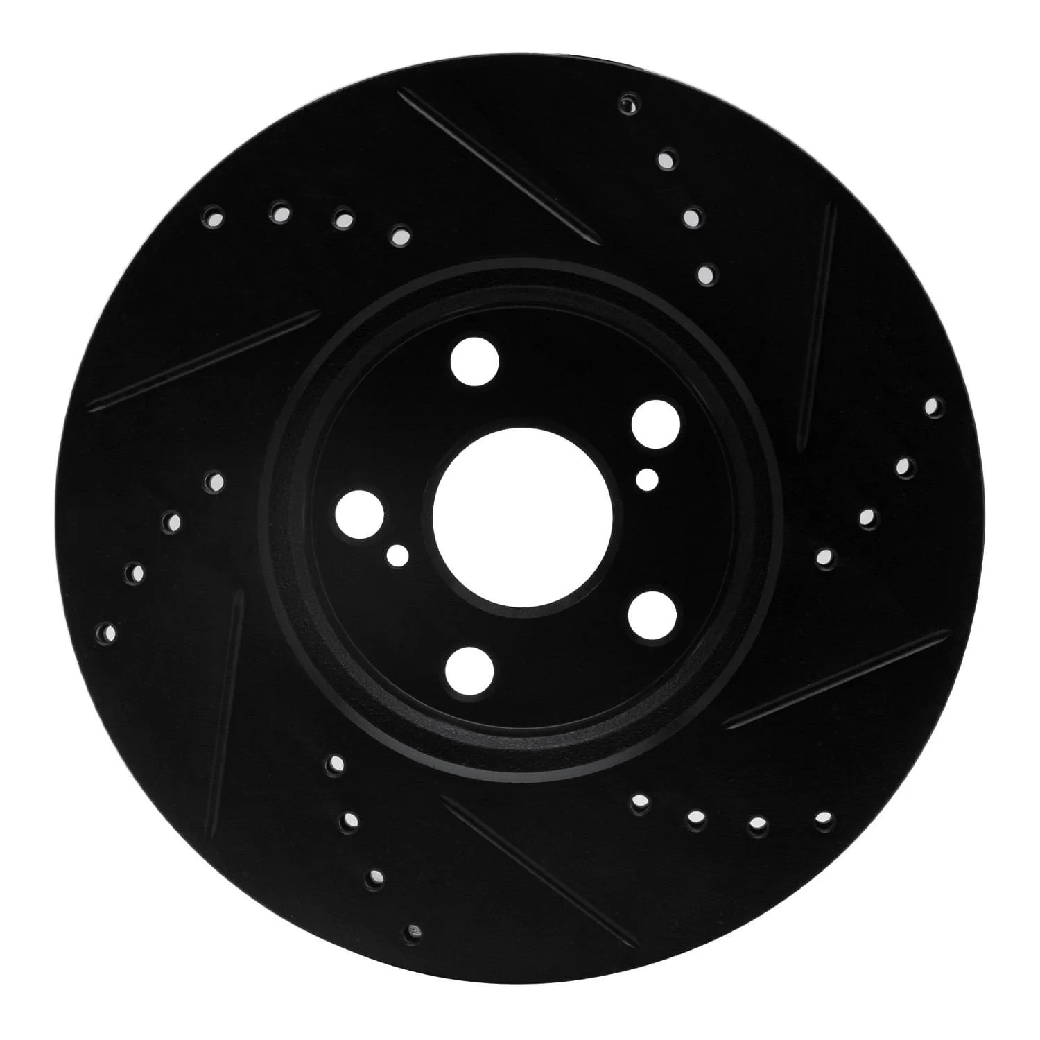 R1 Concepts 08-19 Pontiac Vibe Front Left Drilled & Slotted Black Brake Rotor - Image 2