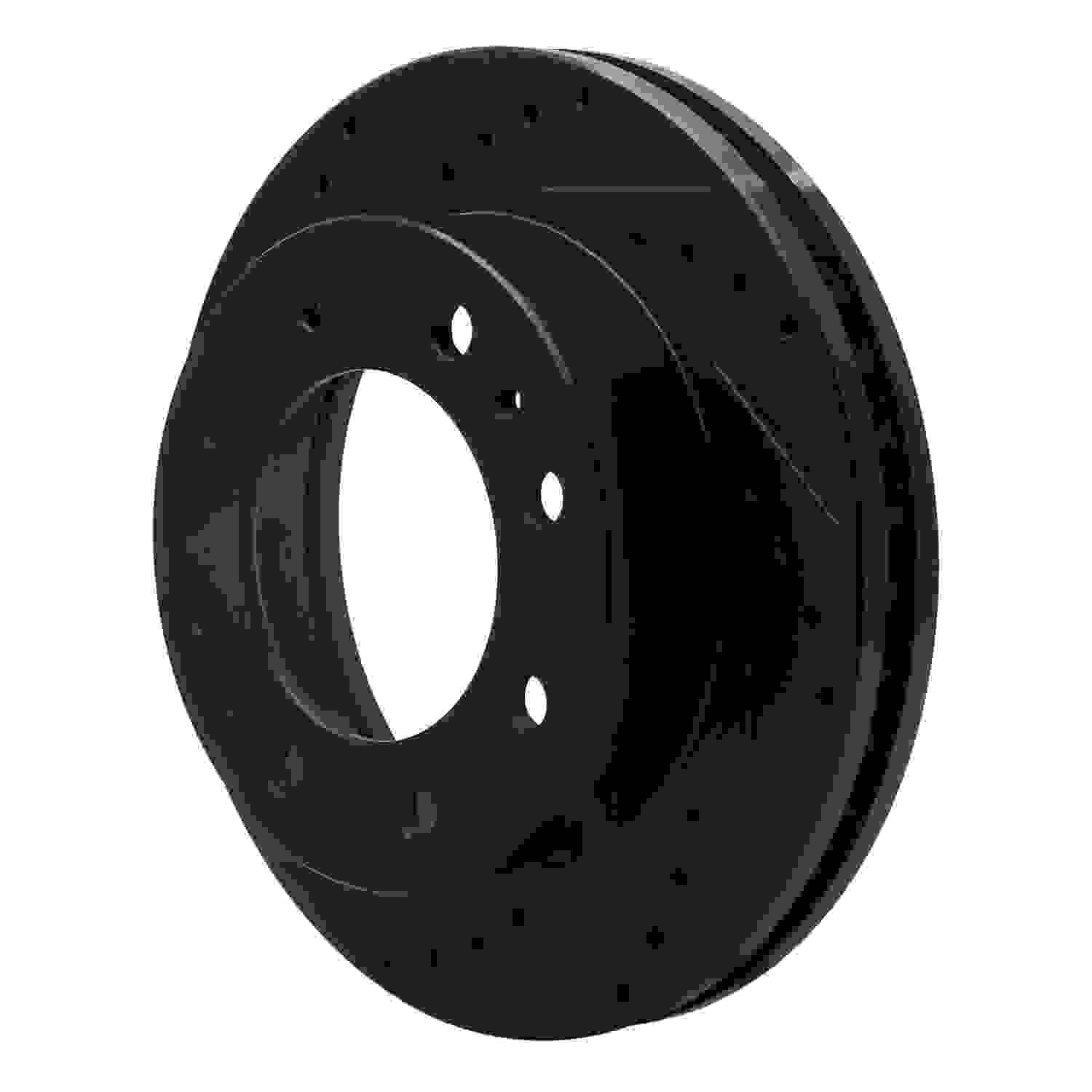 R1 Concepts 08-20 Ford E-450 Super Duty Rear Left Drilled & Slotted Black Brake Rotor