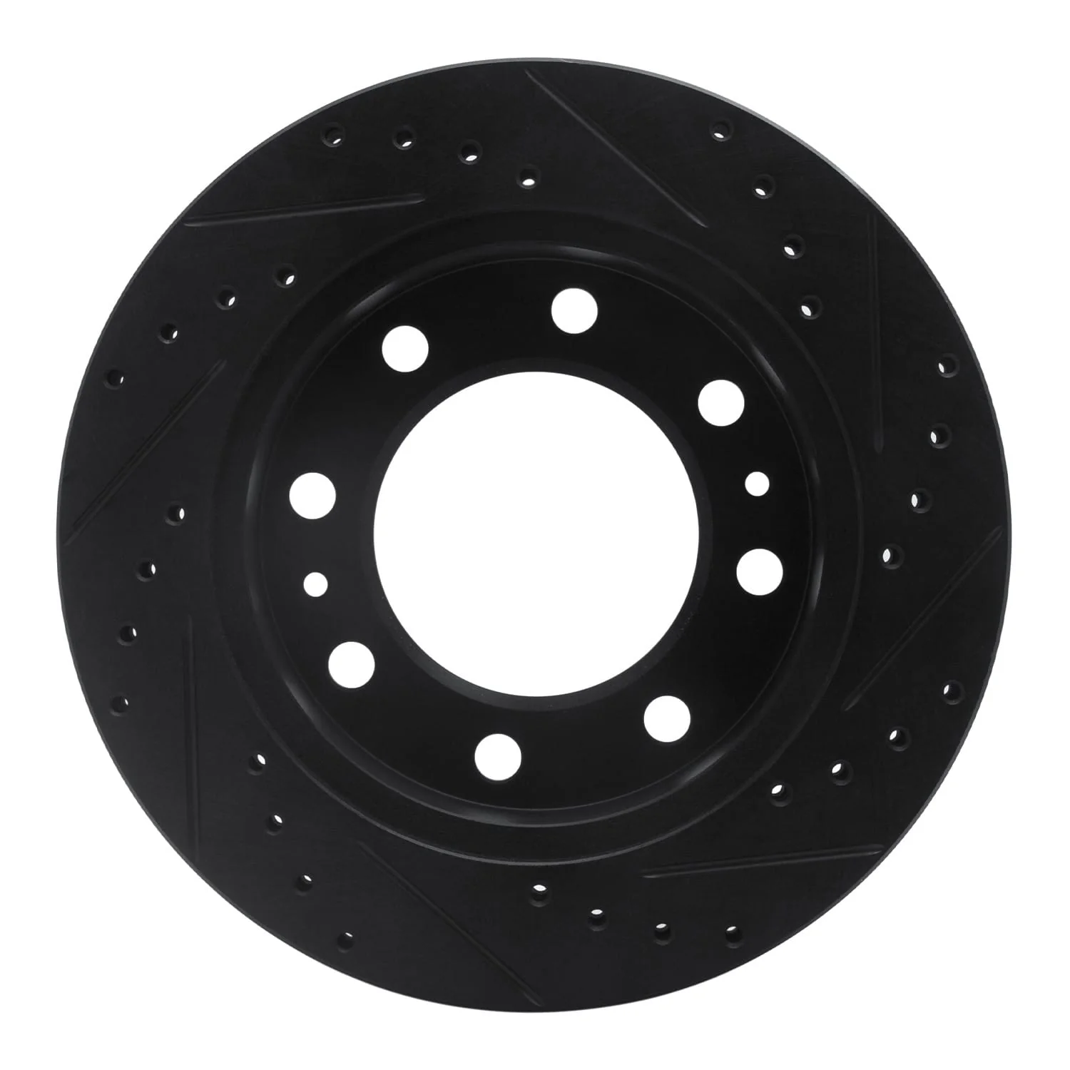 R1 Concepts 08-20 Ford E-450 Super Duty Rear Left Drilled & Slotted Black Brake Rotor - Image 2