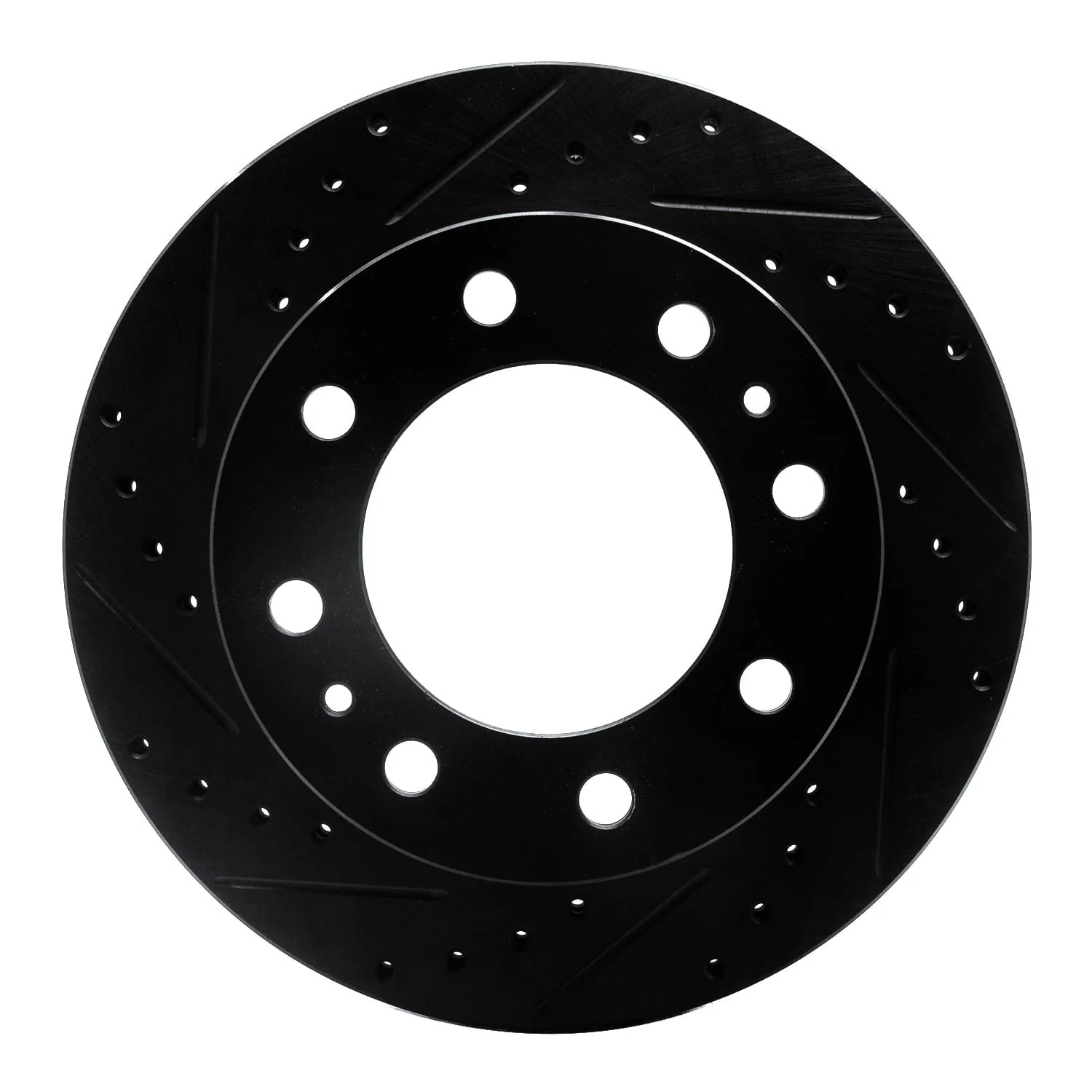 R1 Concepts 08-20 Ford E-450 Super Duty Rear Left Drilled & Slotted Black Brake Rotor - Image 3