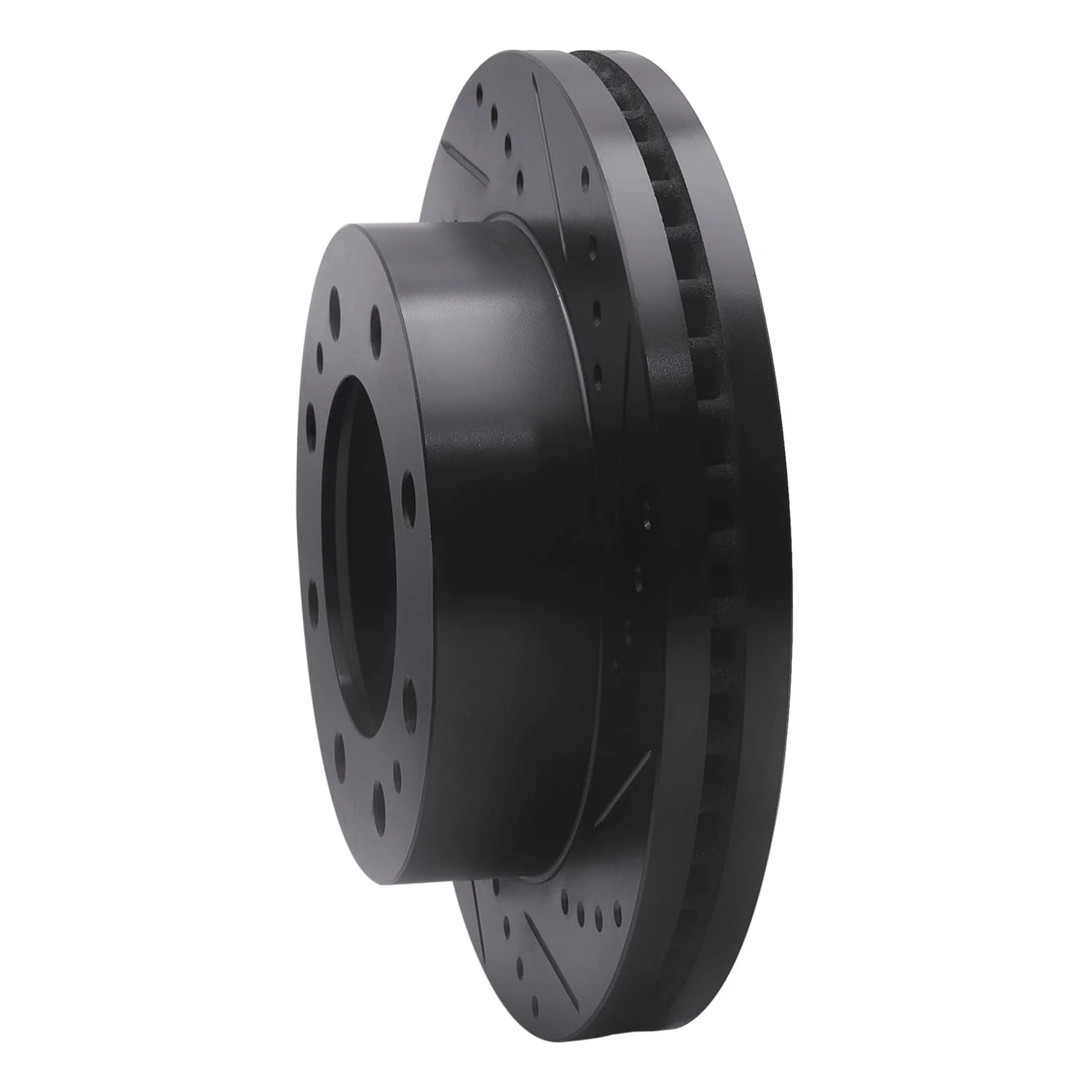 R1 Concepts 08-20 Ford E-Super Duty Rear Right Drilled & Slotted Black Brake Rotor