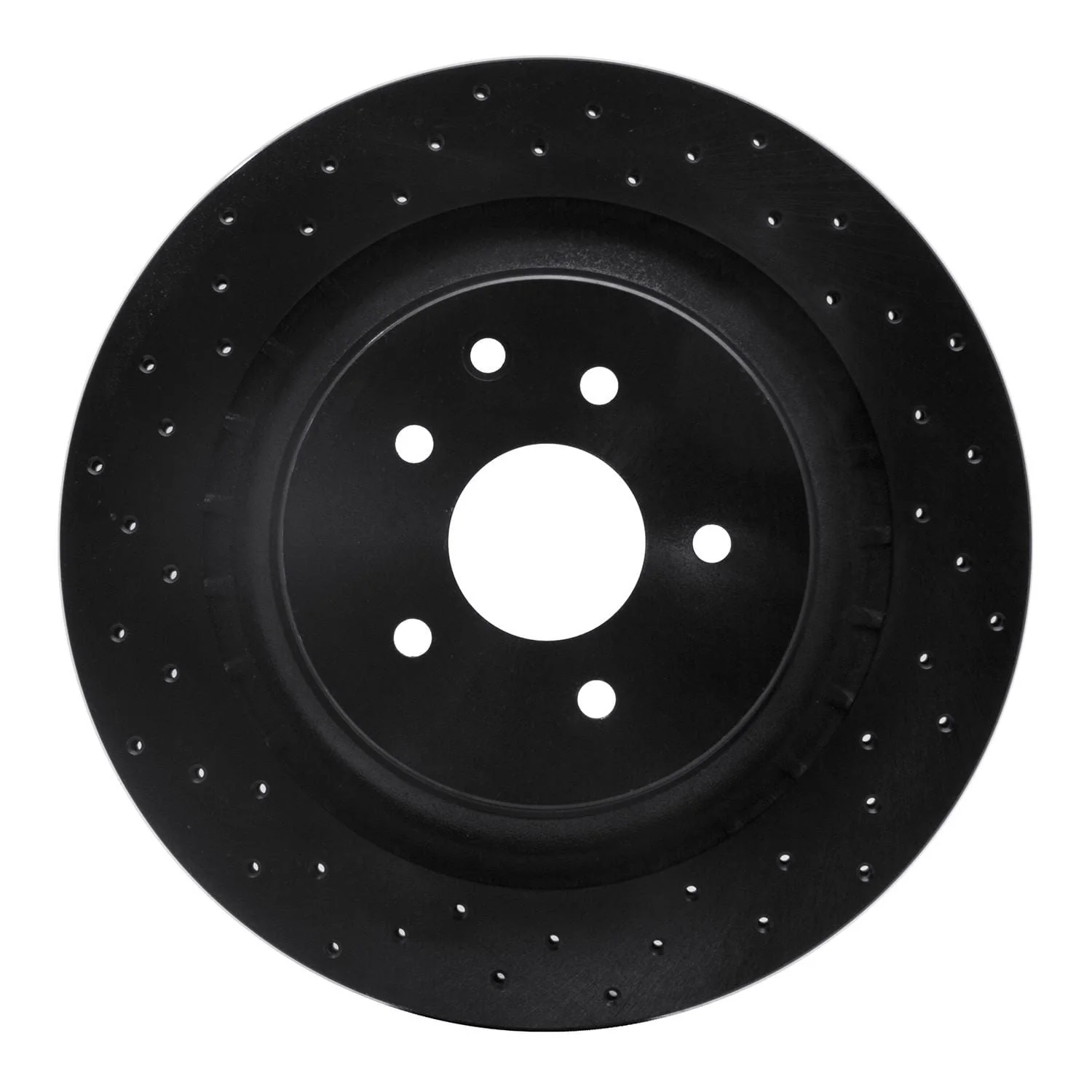 R1 Concepts 08-20 Nissan 350Z Rear Left Drilled Black Brake Rotor