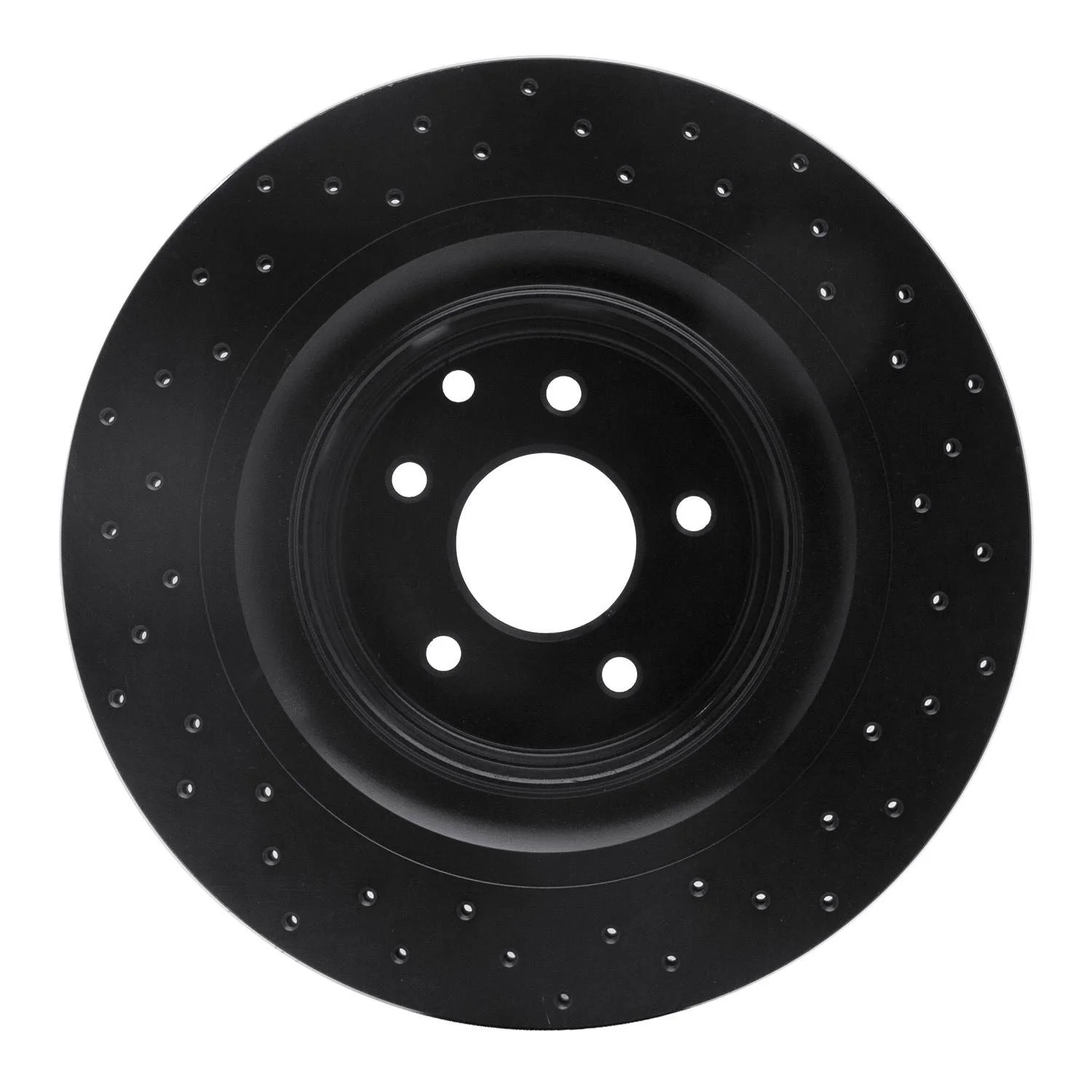 R1 Concepts 08-20 Nissan 350Z Rear Left Drilled Black Brake Rotor - Image 2