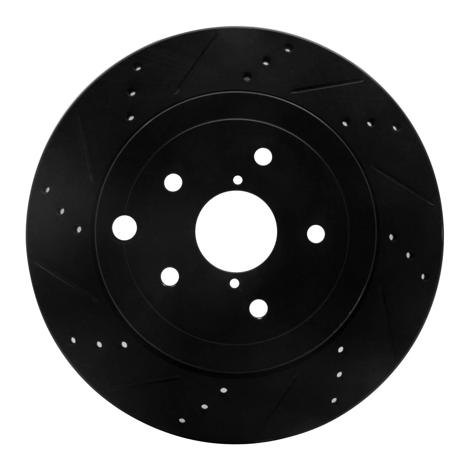R1 Concepts 08-20 Subaru WRX Rear Left Drilled & Slotted Black Brake Rotor