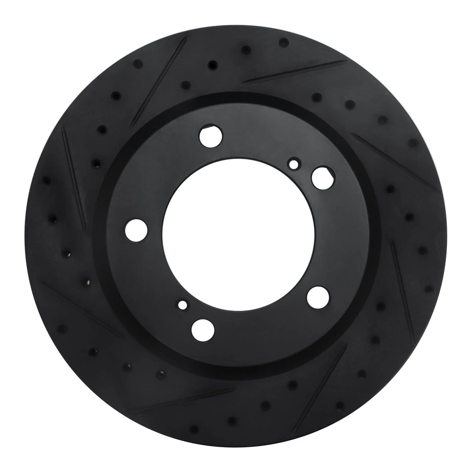 R1 Concepts 08-21 Lexus LX570 Front Left Drilled & Slotted Black Brake Rotor