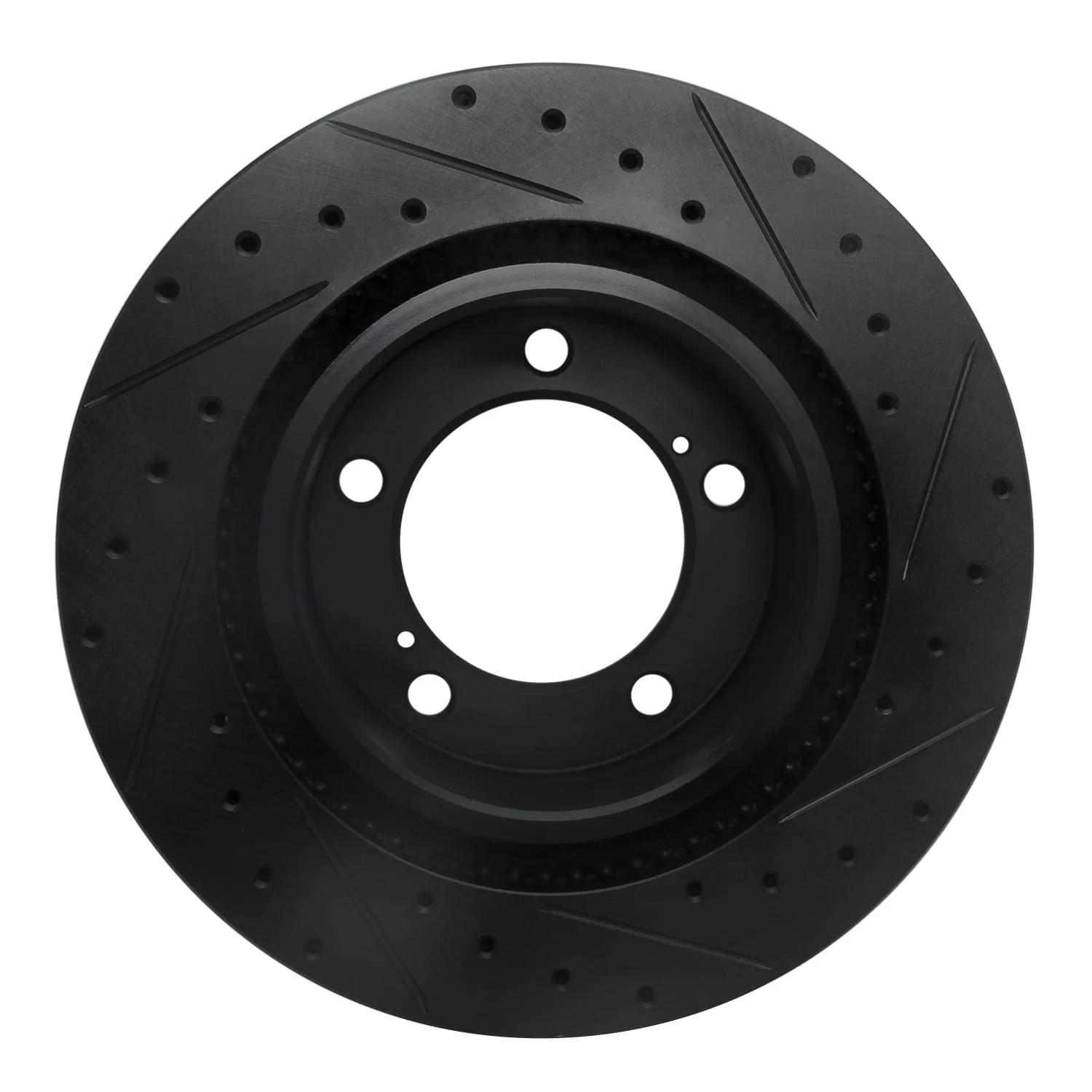 R1 Concepts 08-21 Lexus LX570 Front Left Drilled & Slotted Black Brake Rotor - Image 2