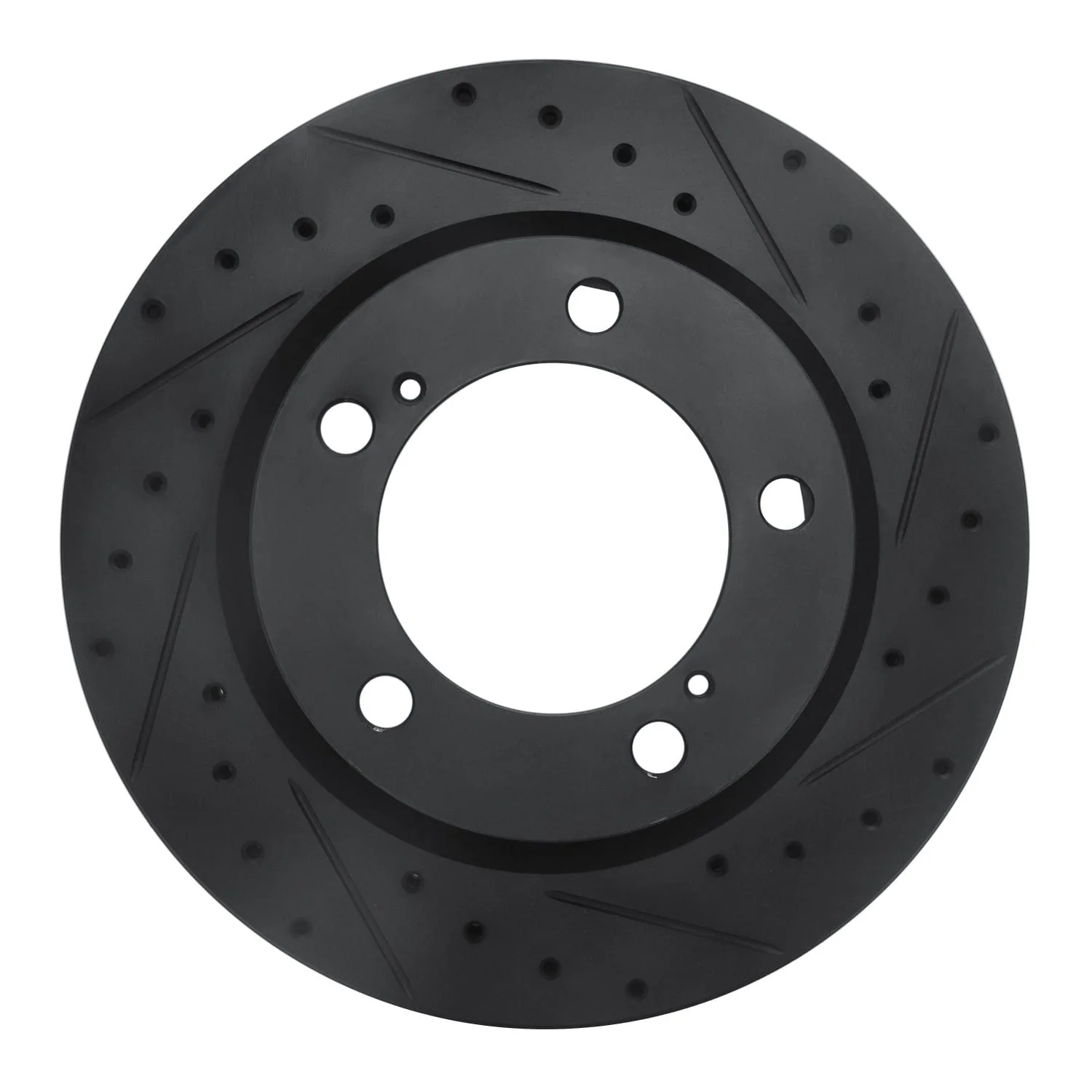 R1 Concepts 08-21 Lexus LX570 Front Right Drilled & Slotted Black Brake Rotor