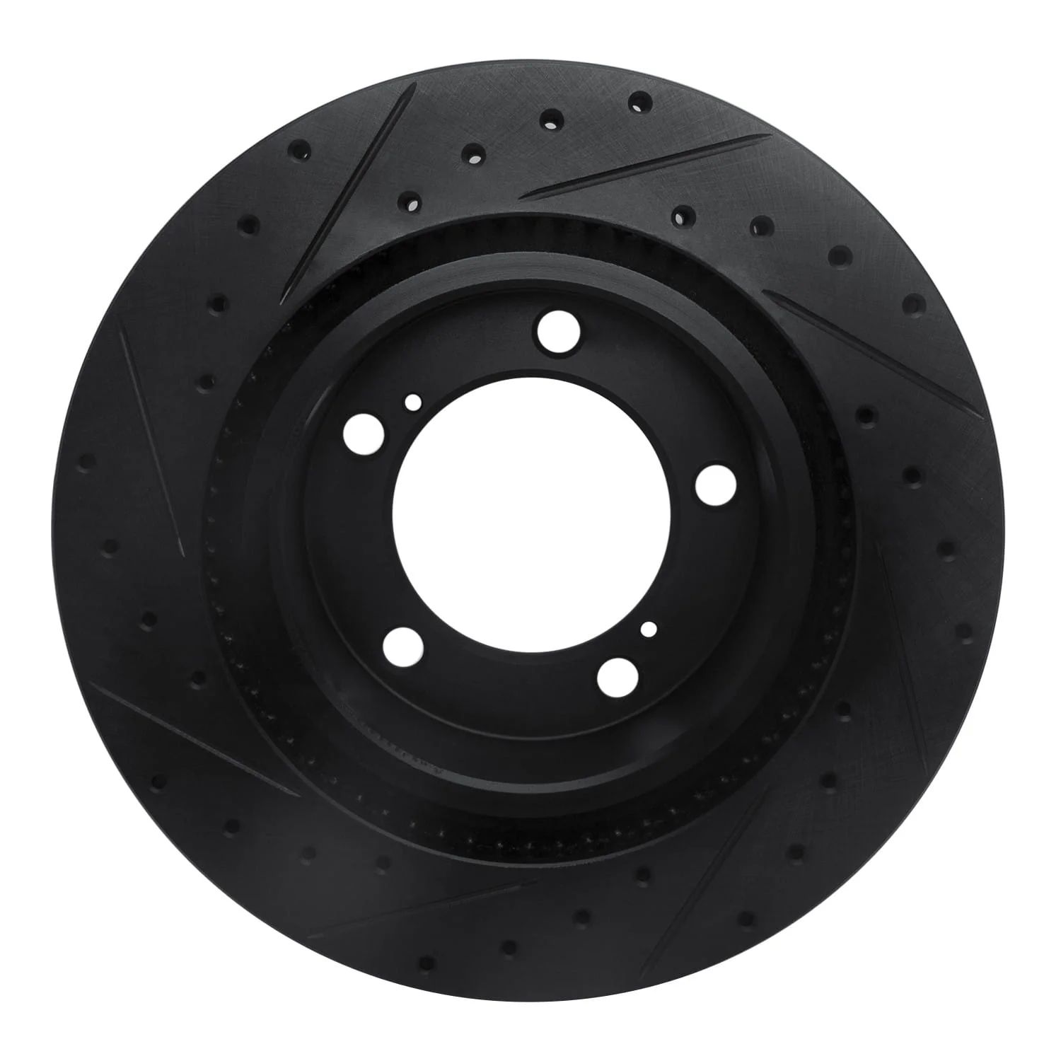 R1 Concepts 08-21 Lexus LX570 Front Right Drilled & Slotted Black Brake Rotor - Image 2