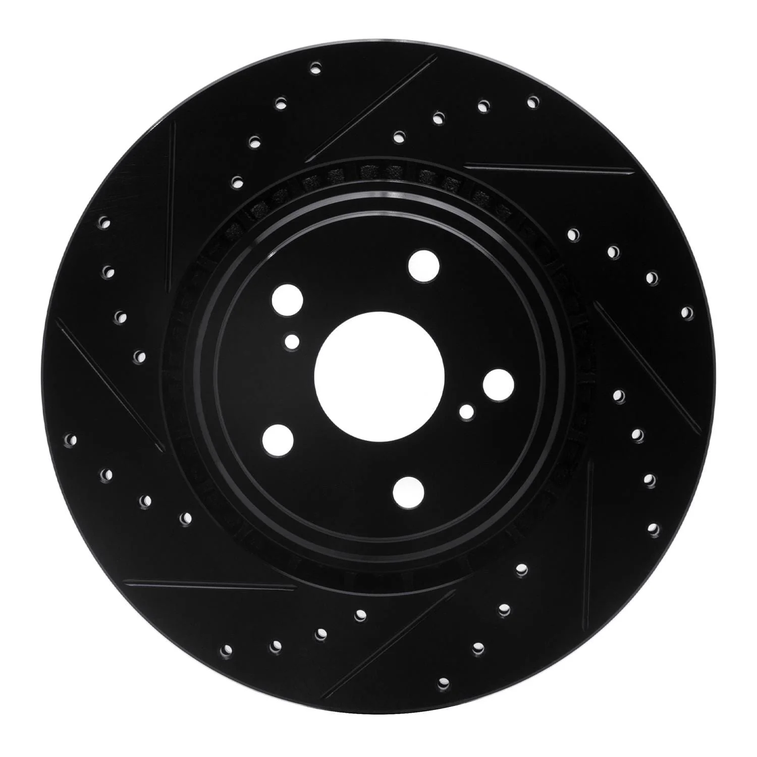 R1 Concepts 08-21 Lexus NX200T Front Left Drilled & Slotted Black Brake Rotor