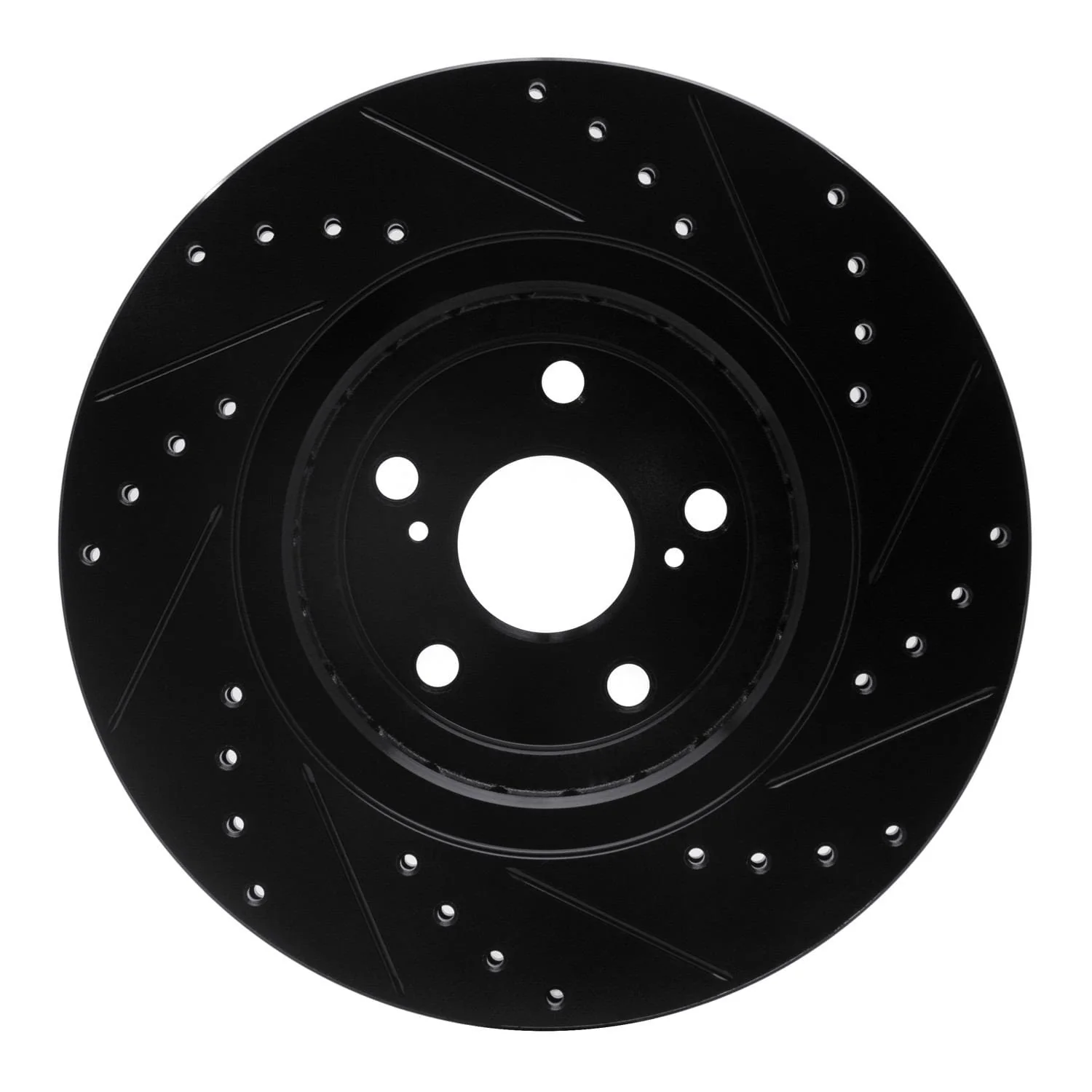 R1 Concepts 08-21 Lexus NX200T Front Left Drilled & Slotted Black Brake Rotor - Image 2