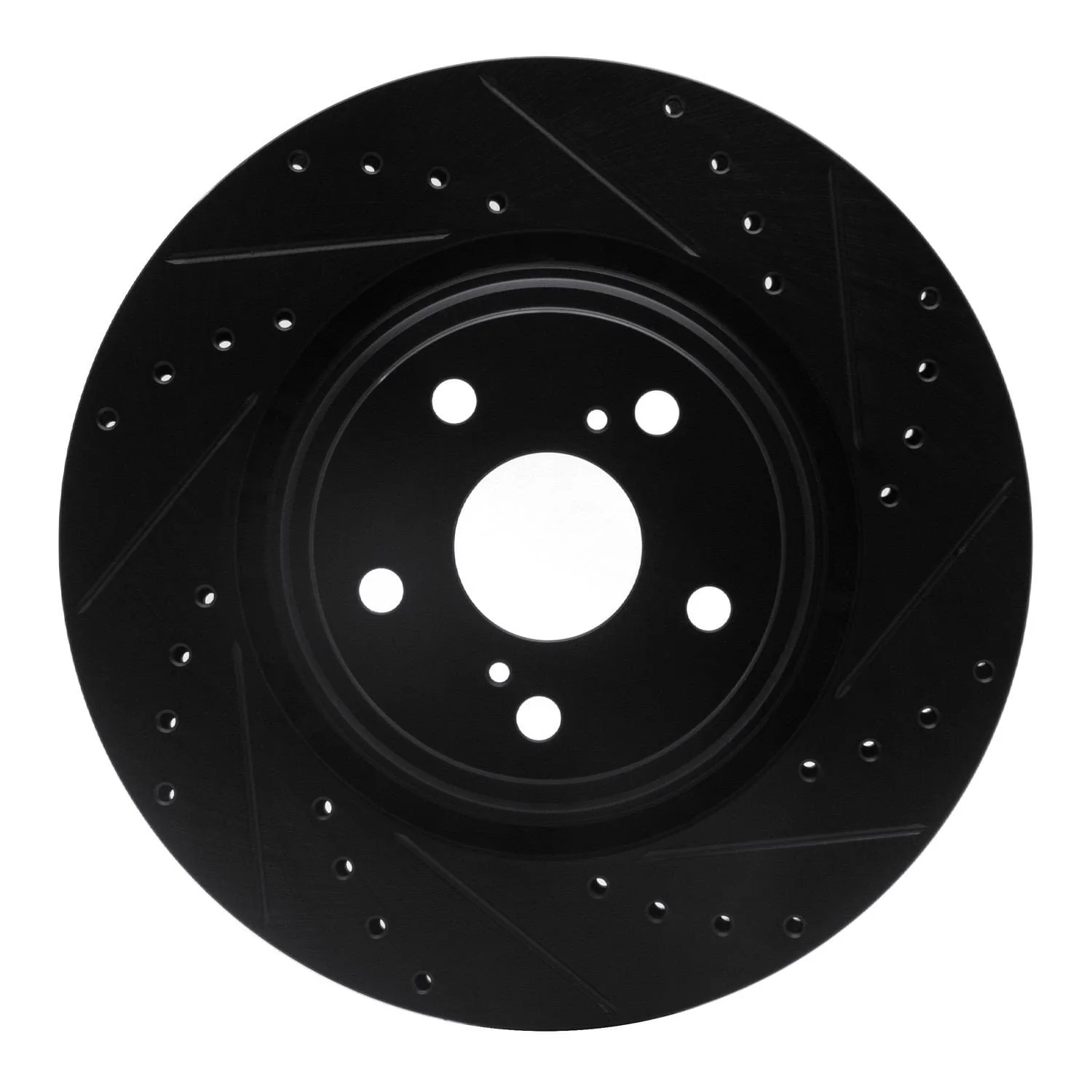 R1 Concepts 08-21 Lexus RX350 Front Right Drilled & Slotted Black Brake Rotor
