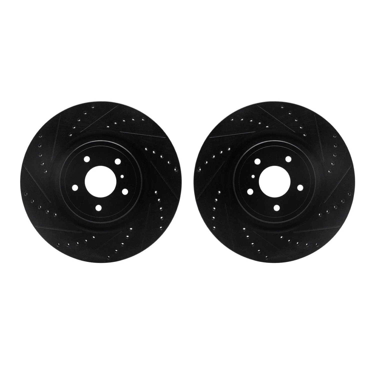 R1 Concepts 08-24 Infiniti G37 Front Drilled & Slotted Black Brake Rotor Set