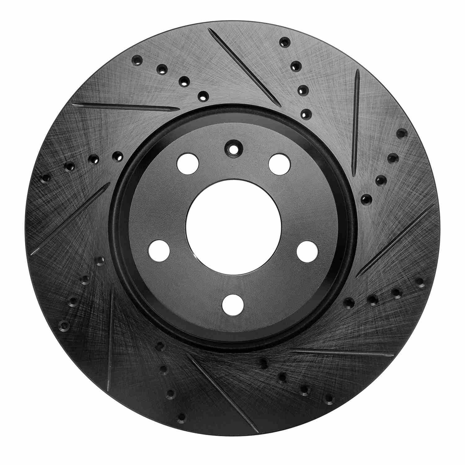 R1 Concepts 08-25 Audi A4 Quattro Front Right Drilled & Slotted Black Brake Rotor