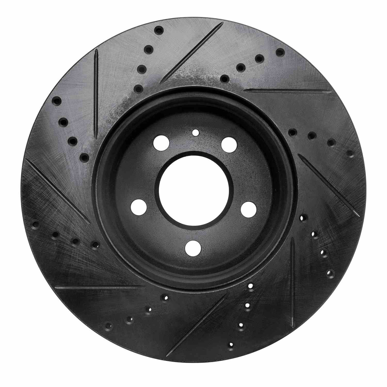 R1 Concepts 08-25 Audi A4 Quattro Front Right Drilled & Slotted Black Brake Rotor - Image 2