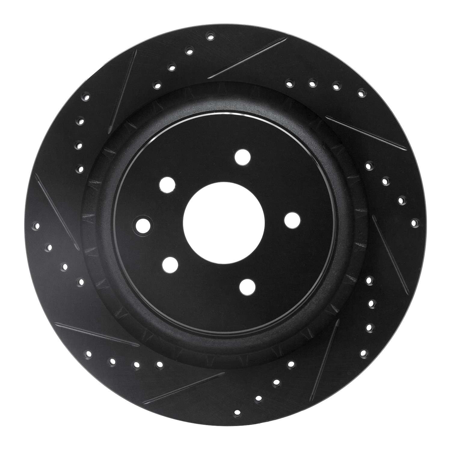 R1 Concepts 08-25 Infiniti Q60 Rear Left Drilled & Slotted Black Brake Rotor