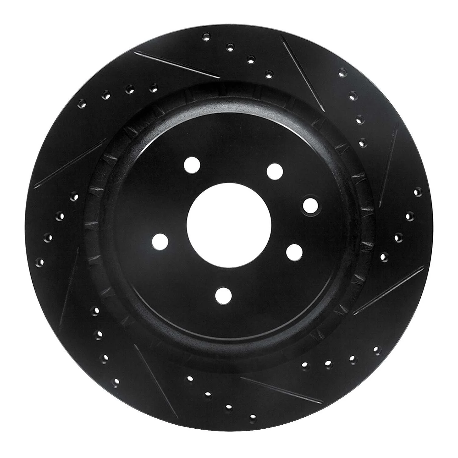 R1 Concepts 08-25 Infiniti Q60 Rear Right Drilled & Slotted Black Brake Rotor