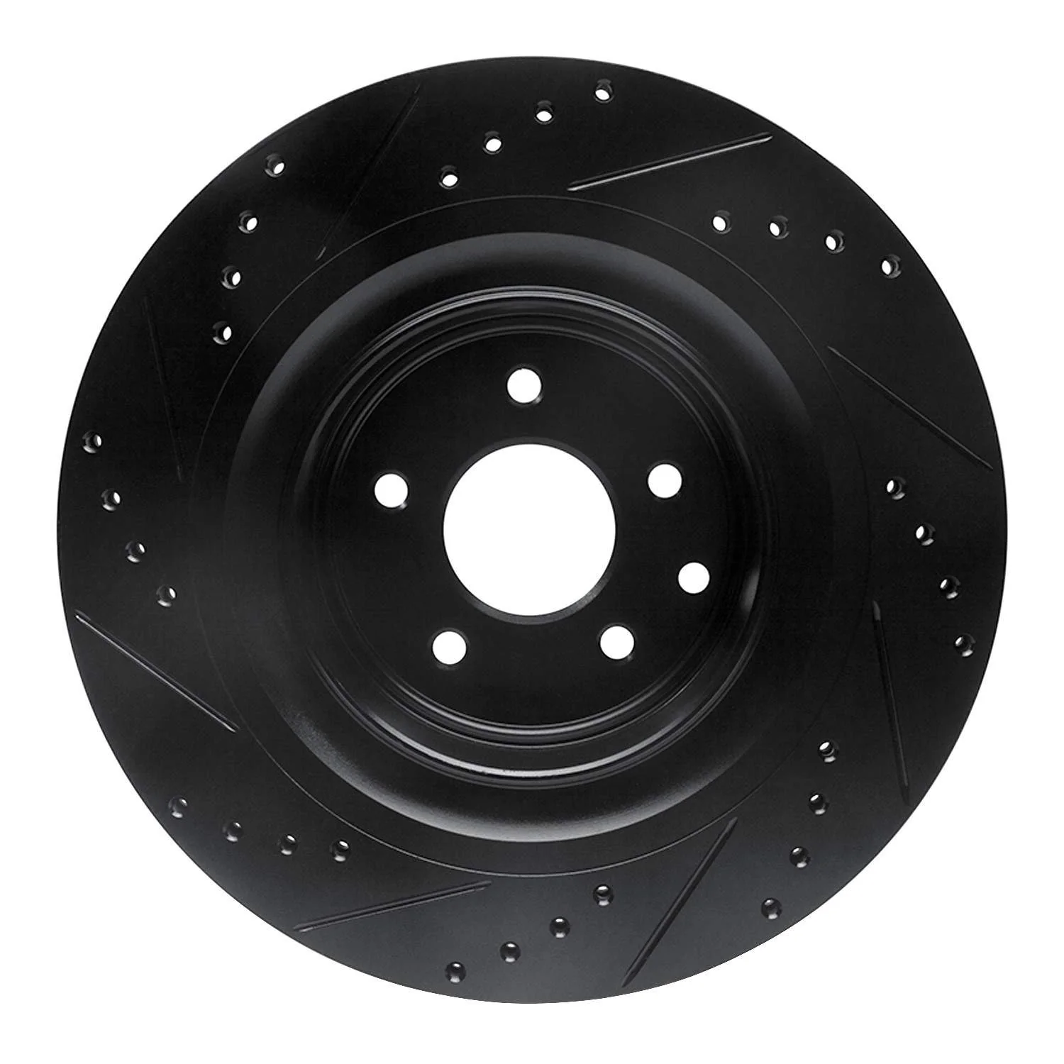 R1 Concepts 08-25 Infiniti Q60 Rear Right Drilled & Slotted Black Brake Rotor - Image 2