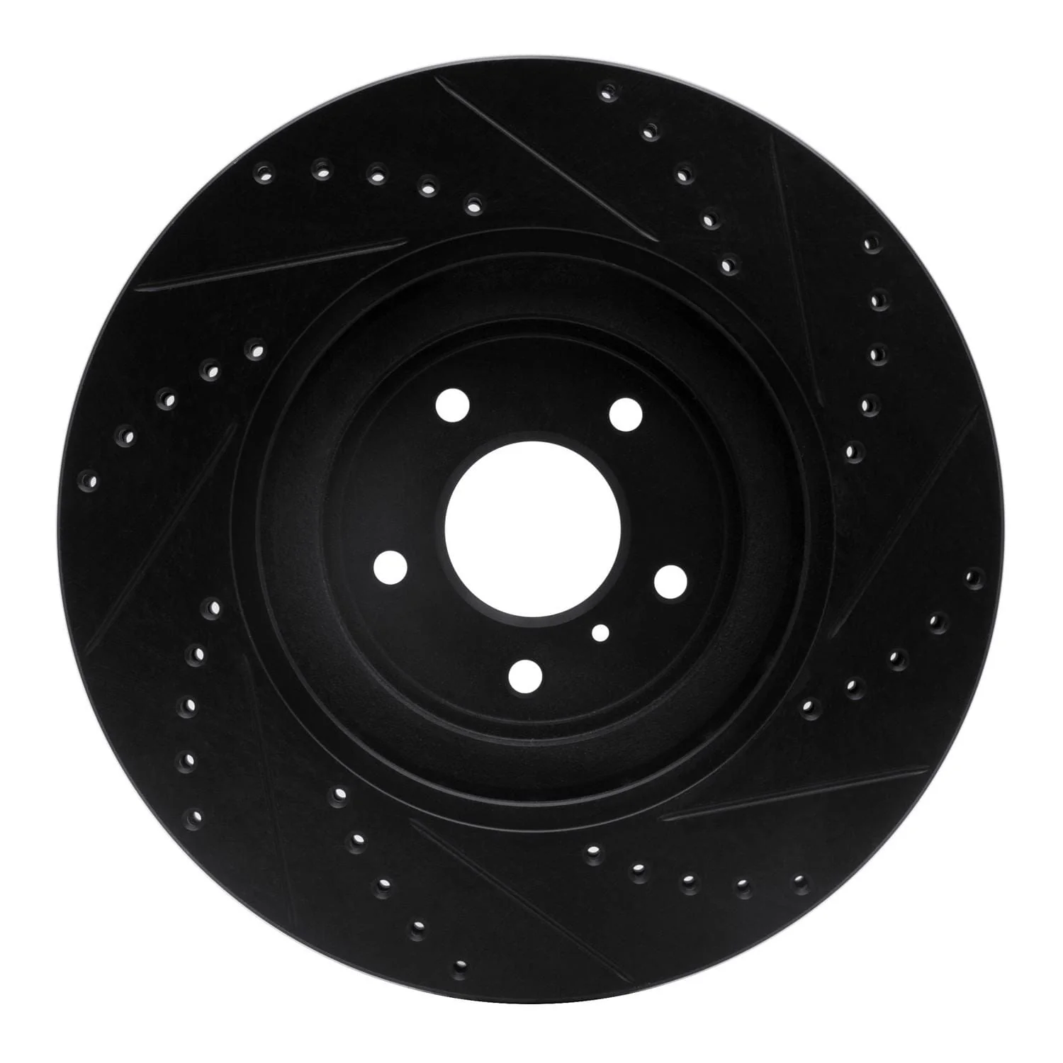 R1 Concepts 08-25 Infiniti QX70 Front Left Drilled & Slotted Black Brake Rotor - Image 2