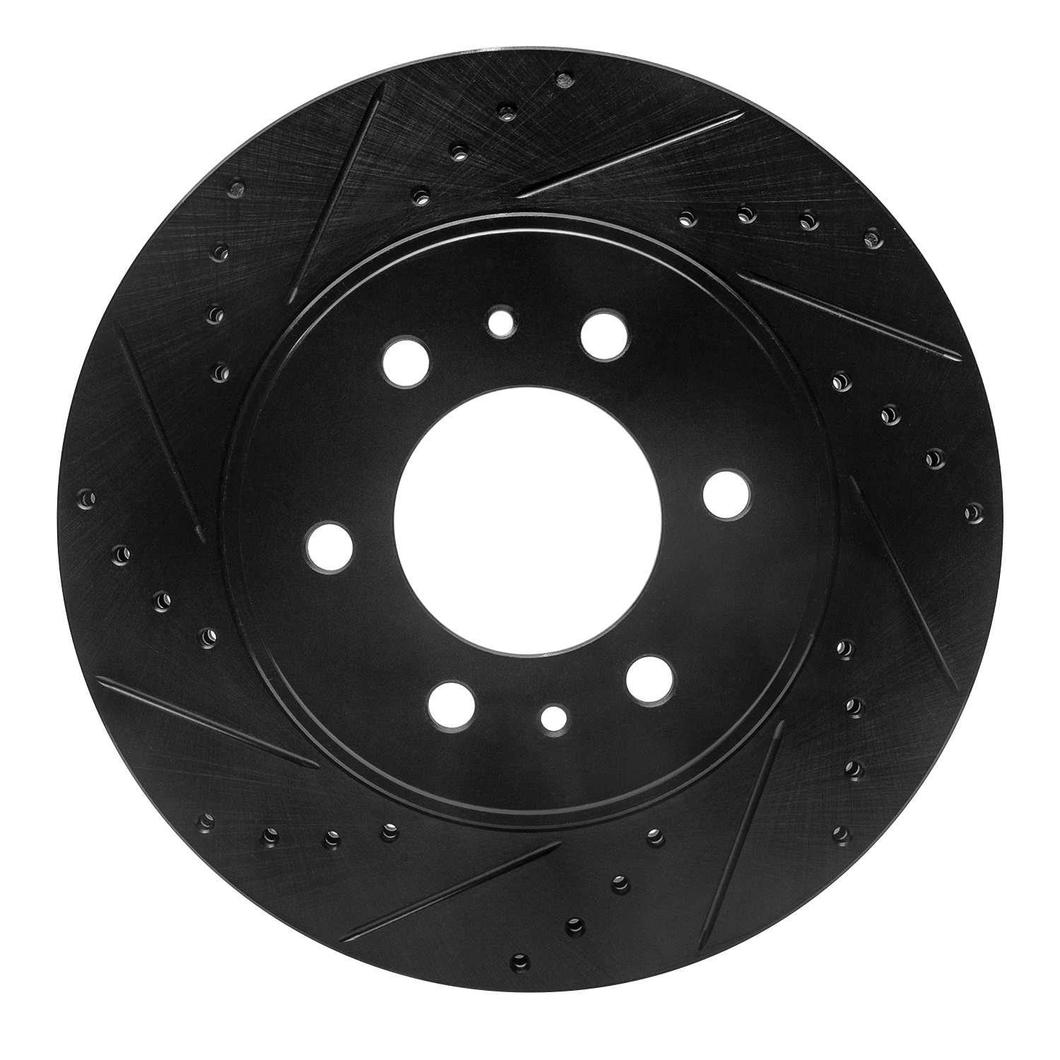 R1 Concepts 09-09 Ford F-150 4WD Front Left Drilled & Slotted Black Brake Rotor