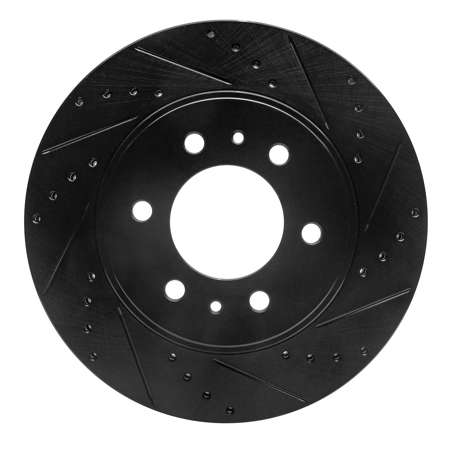 R1 Concepts 09-09 Ford F-150 RWD Front Right Drilled & Slotted Black Brake Rotor