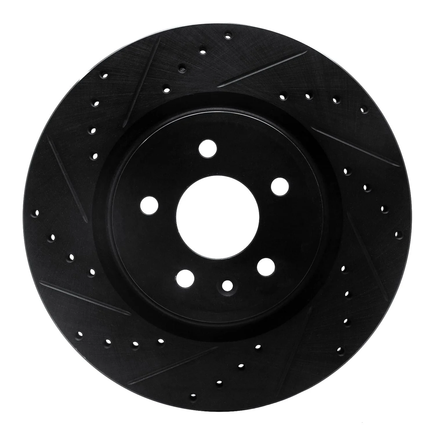 R1 Concepts 09-10 Ford Taurus SHO Front Left Drilled & Slotted Black Brake Rotor