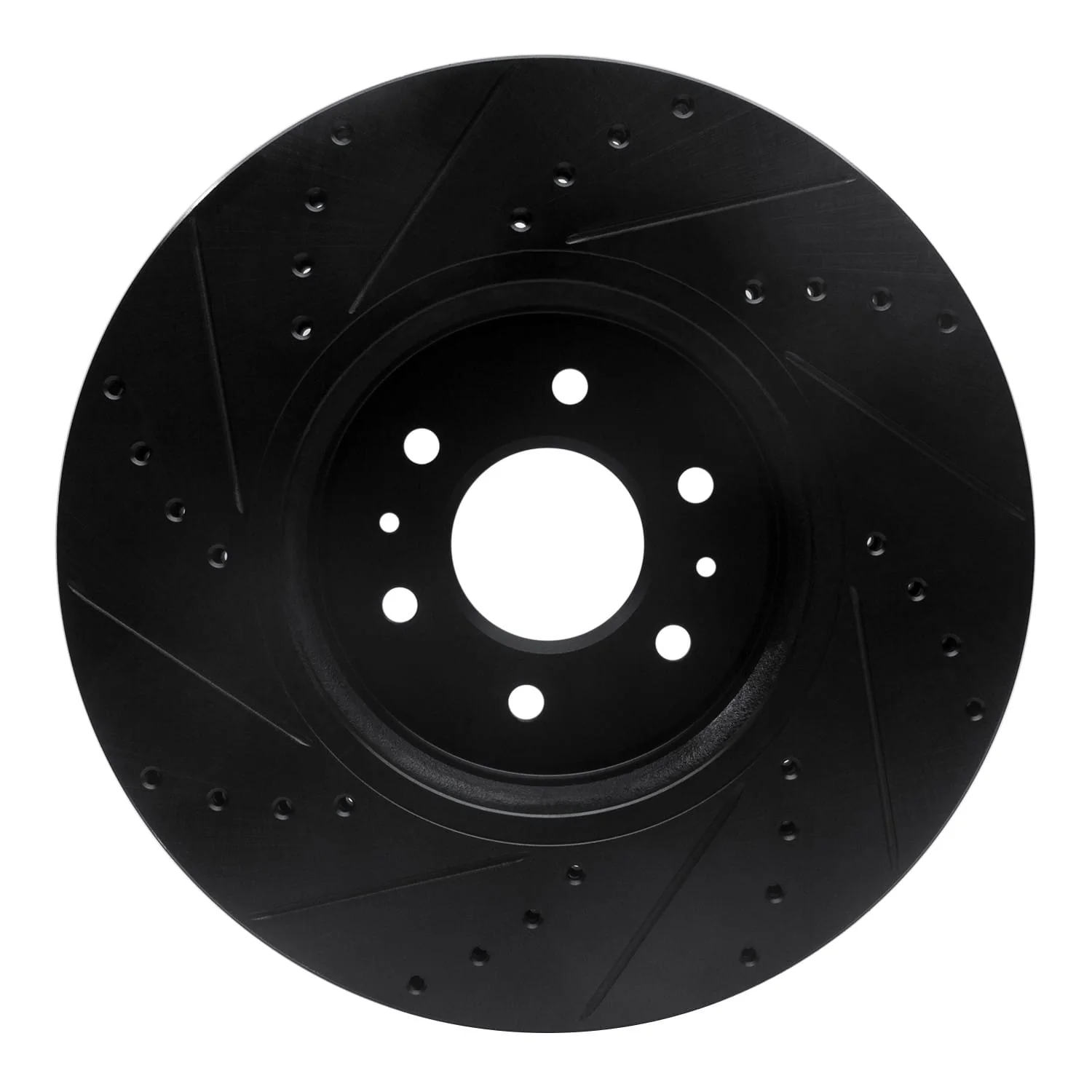 R1 Concepts 09-10 Kia BORREGO Front Right Drilled & Slotted Black Brake Rotor - Image 2