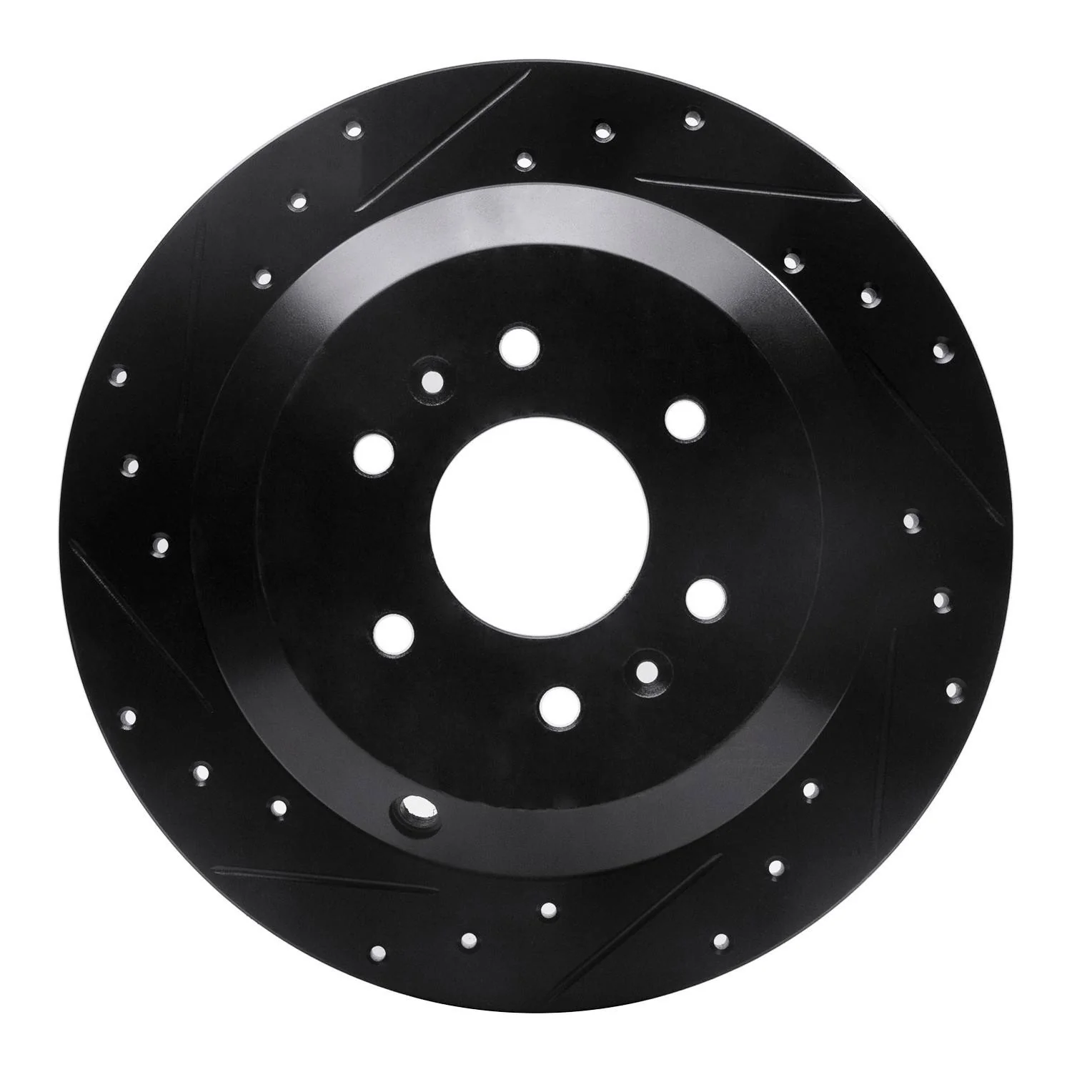 R1 Concepts 09-10 Kia BORREGO Rear Left Drilled & Slotted Black Brake Rotor