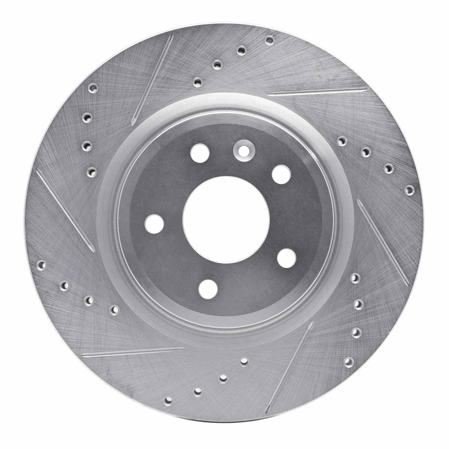 R1 Concepts 09-10 Lincoln Mks Front Left Drilled & Slotted Silver Brake Rotor