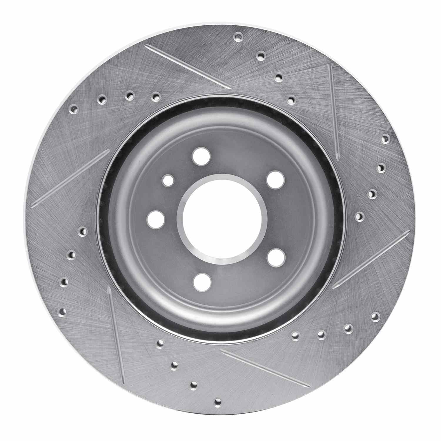 R1 Concepts 09-10 Lincoln Mks Front Left Drilled & Slotted Silver Brake Rotor - Image 2