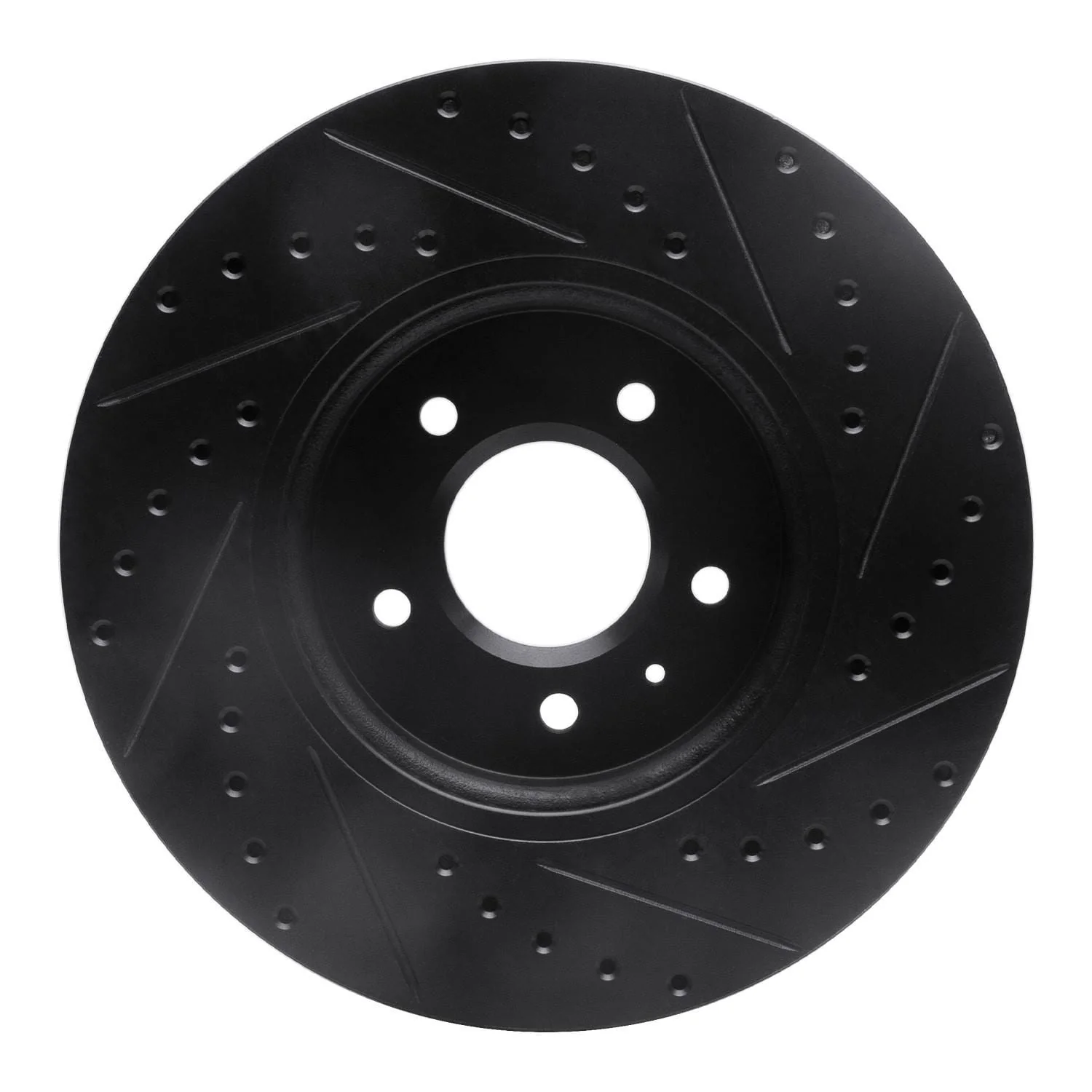 R1 Concepts 09-11 Cadillac STS Front Left Drilled & Slotted Black Brake Rotor - Image 2