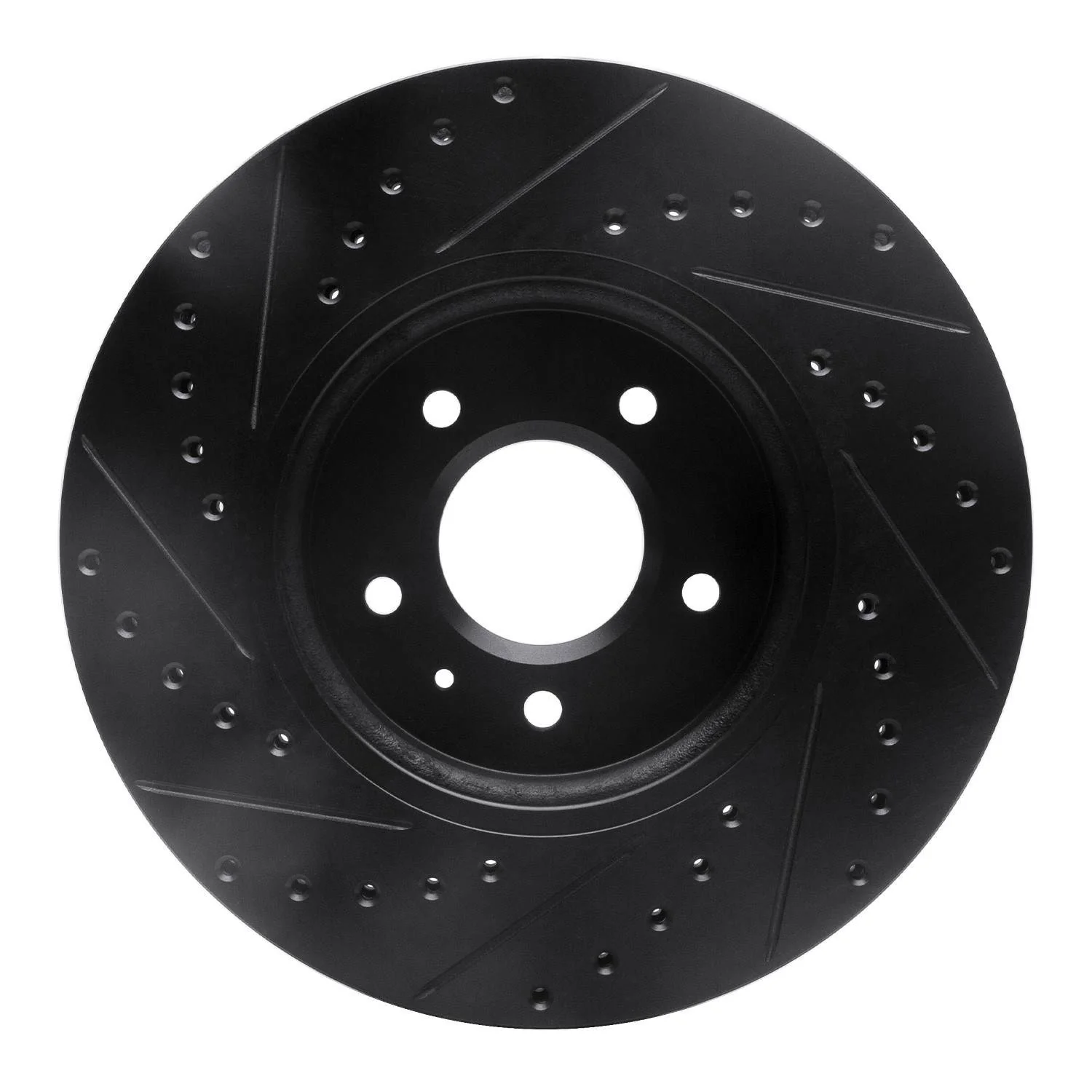 R1 Concepts 09-11 Cadillac STS Front Right Drilled & Slotted Black Brake Rotor - Image 2