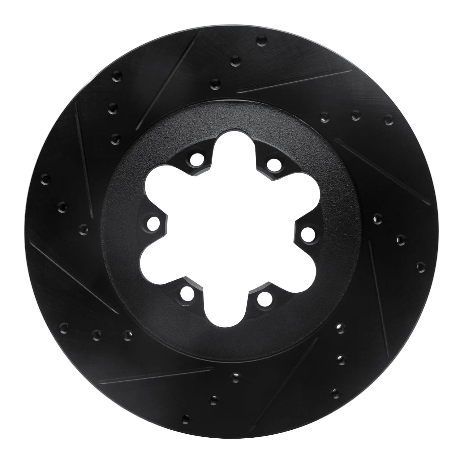 R1 Concepts 09-12 Chevrolet Colorado Front Left Drilled & Slotted Black Brake Rotor