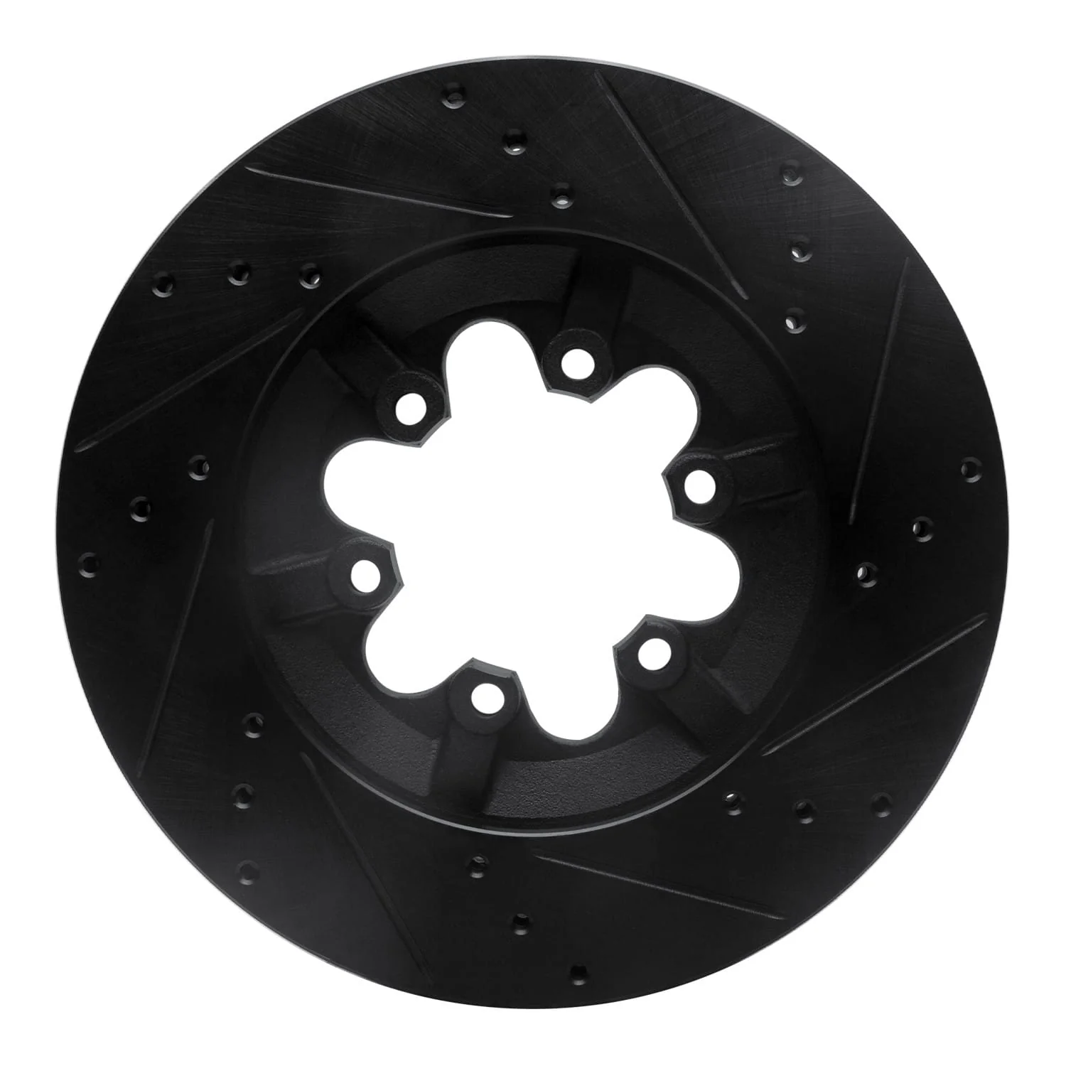 R1 Concepts 09-12 Chevrolet Colorado Front Left Drilled & Slotted Black Brake Rotor - Image 2