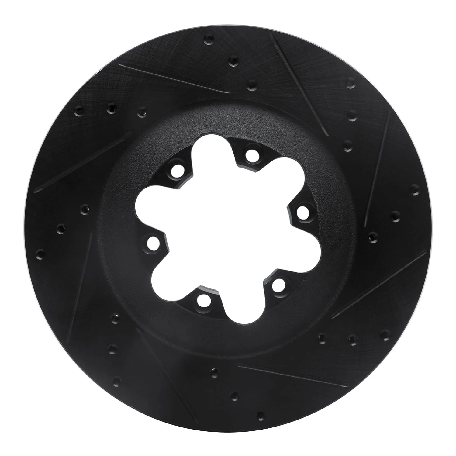 R1 Concepts 09-12 Chevrolet Colorado Front Right Drilled & Slotted Black Brake Rotor