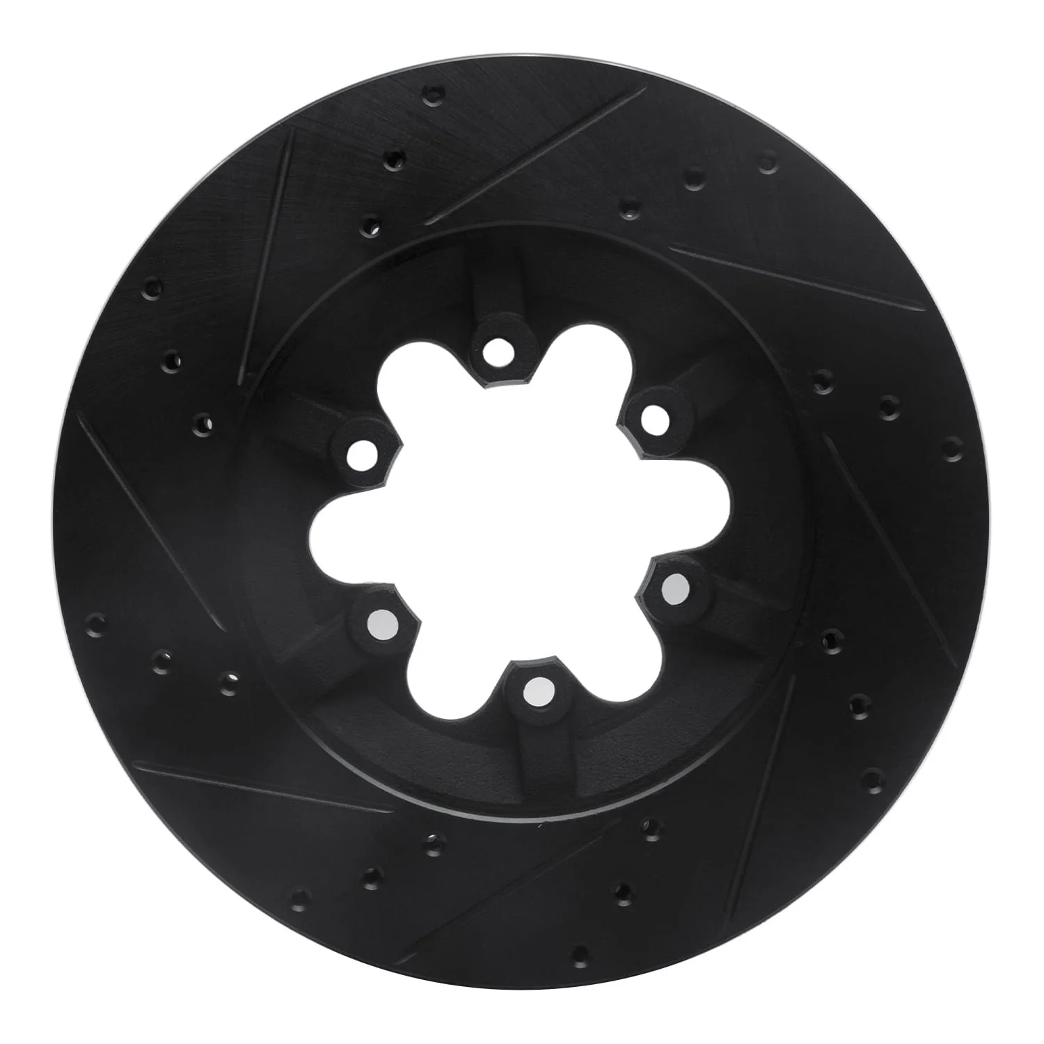R1 Concepts 09-12 Chevrolet Colorado Front Right Drilled & Slotted Black Brake Rotor - Image 2