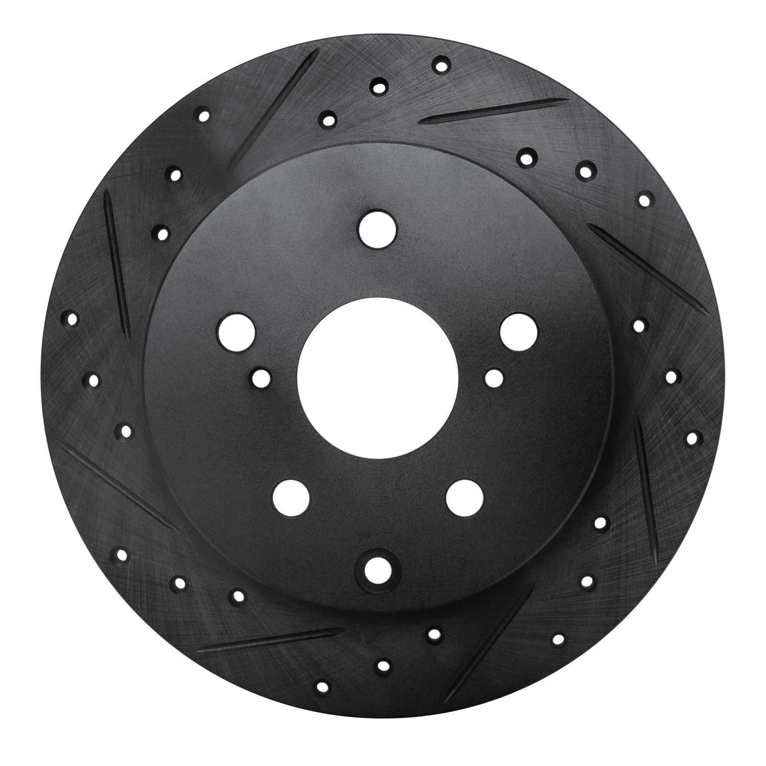 R1 Concepts 09-13 Pontiac Vibe Rear Left Drilled & Slotted Black Brake Rotor
