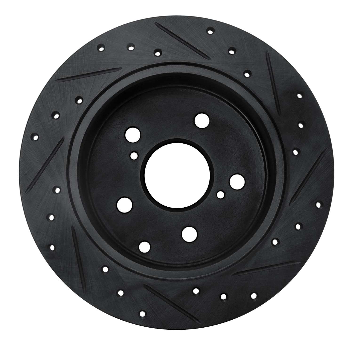 R1 Concepts 09-13 Pontiac Vibe Rear Left Drilled & Slotted Black Brake Rotor - Image 2