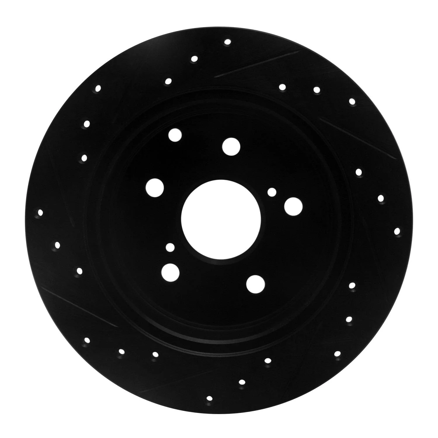 R1 Concepts 09-13 Pontiac Vibe Rear Right Drilled & Slotted Black Brake Rotor - Image 2