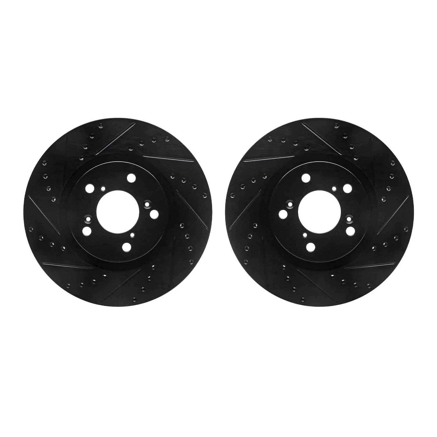 R1 Concepts 09-14 Acura TL Front Drilled & Slotted Black Brake Rotor Set