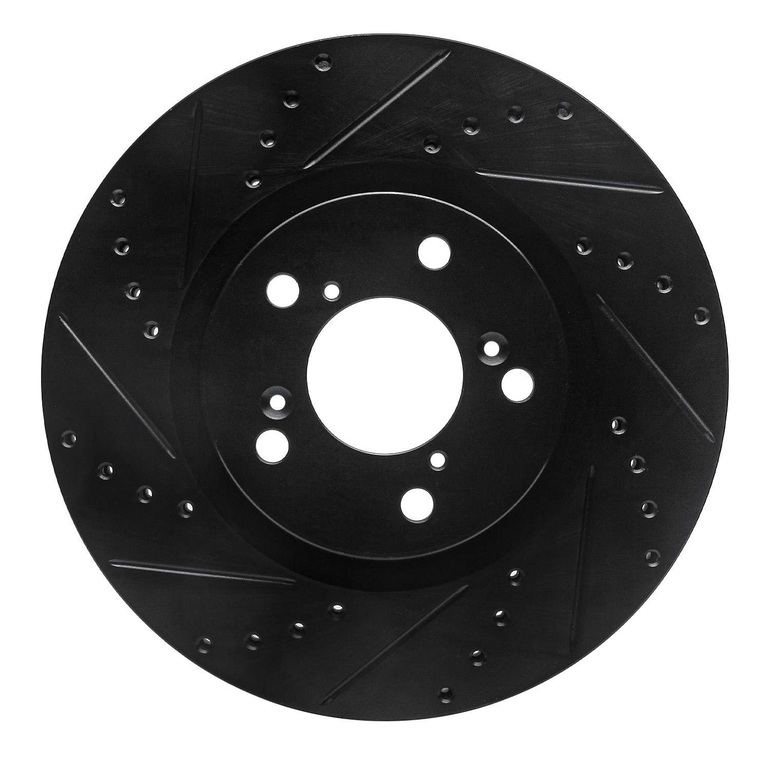 R1 Concepts 09-14 Acura TL Front Left Drilled & Slotted Black Brake Rotor